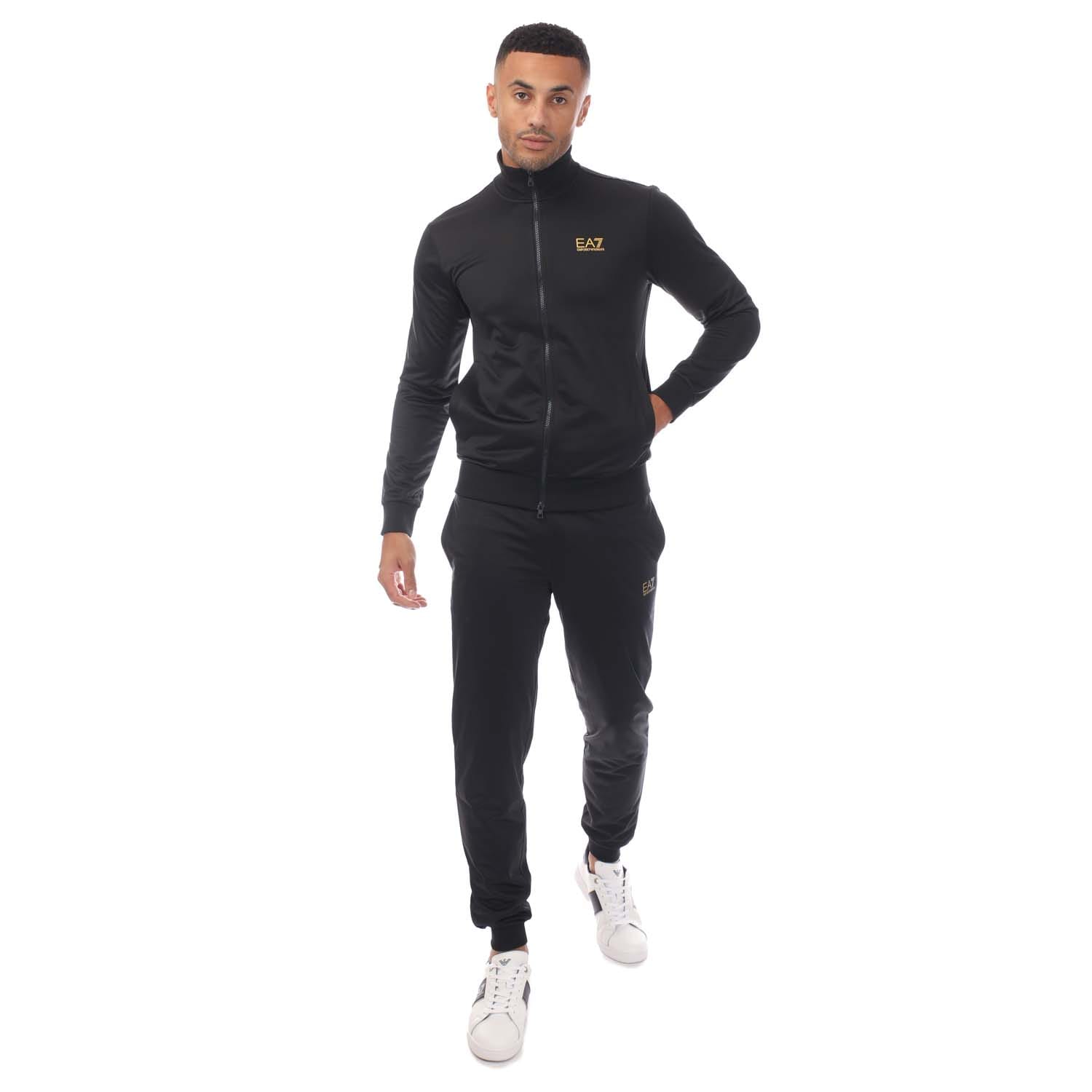 EA7 Emporio Armani EA7 Trainingsanzug Mit Logo Und Reißverschluss, Schwarz, Ansicht 1