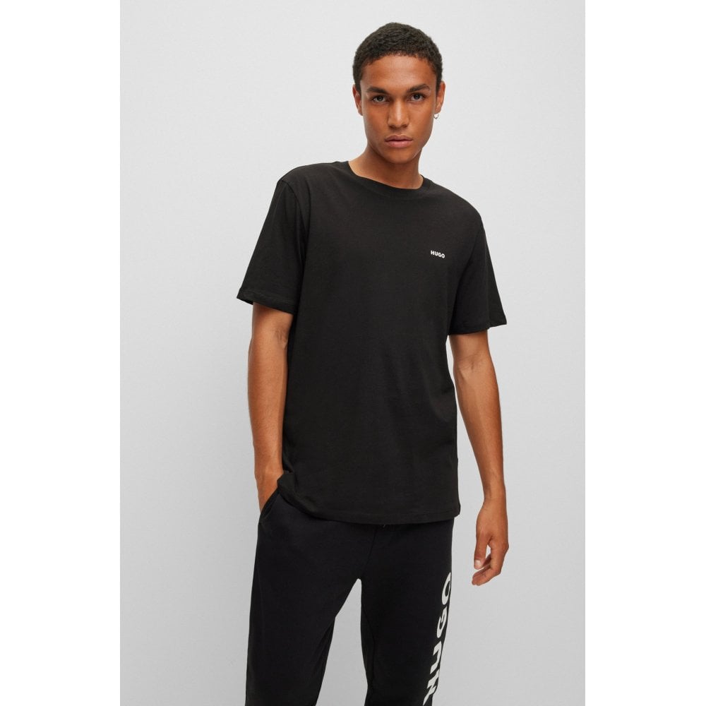 Men's Boss Ribbed Collar Short Sleeve Polo Shirt in Black
