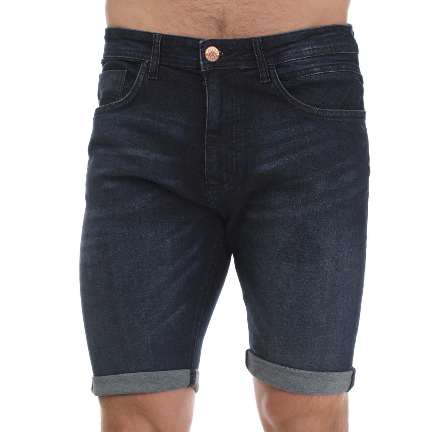 Duck and Cover Zeki Designer Fashion Casual Chic Shorts Mens Stone Wash Navy - Image 4