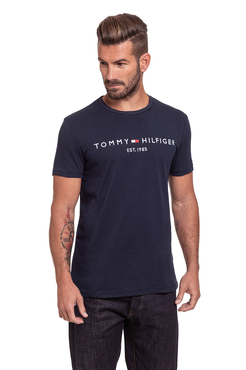 TOMMY HILFIGER Men's Core Tommy Logo T-Shirt, Cotton Jersey, Blue, UK L | EU L - Image 6