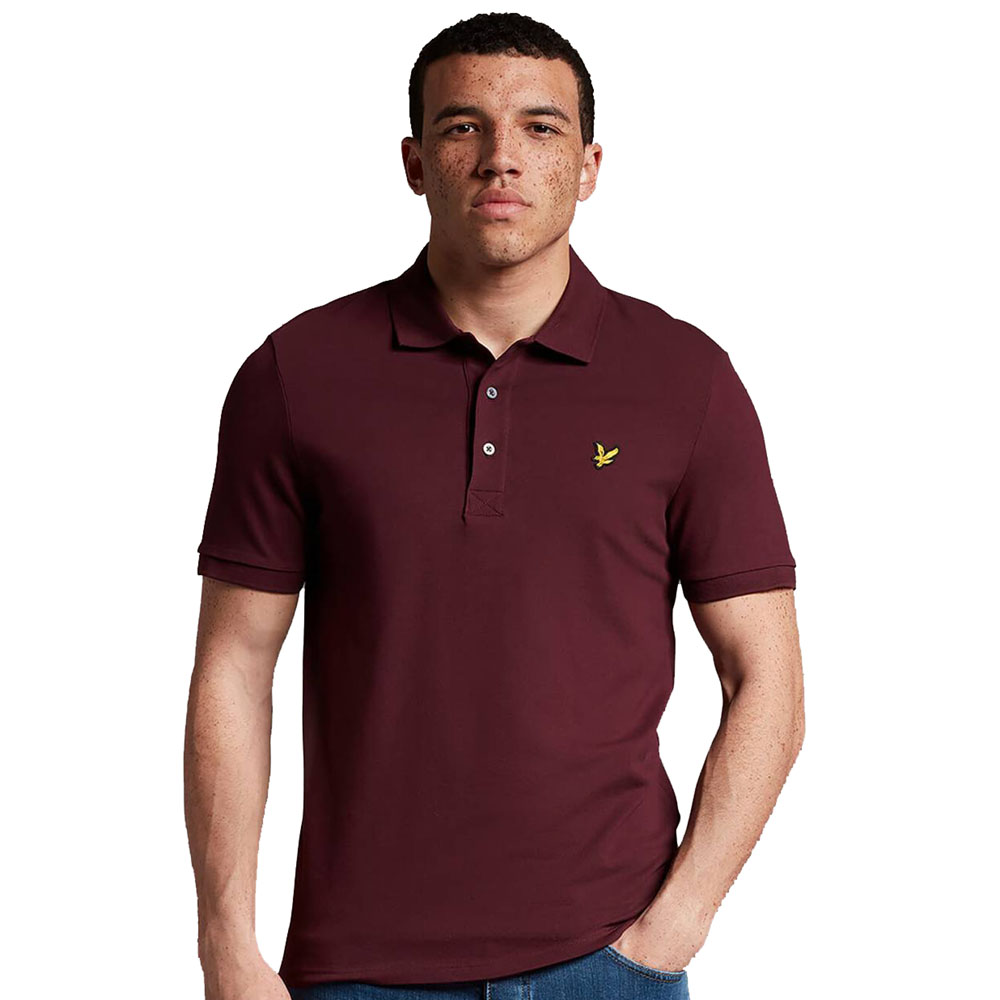 Lyle & Scott Einfarbiges Poloshirt In Burgund Groß