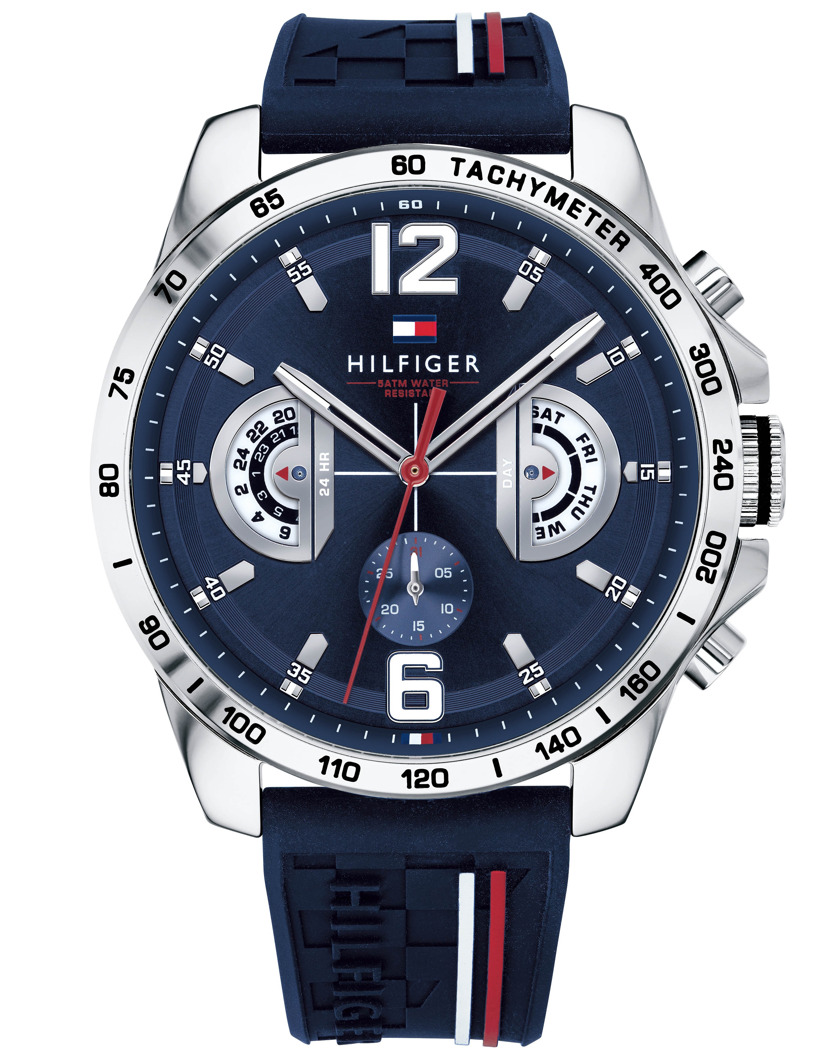 Tommy Hilfiger 1791476 46 mm Silver Stainless Steel Case with Navy Silicone Band - Image 5