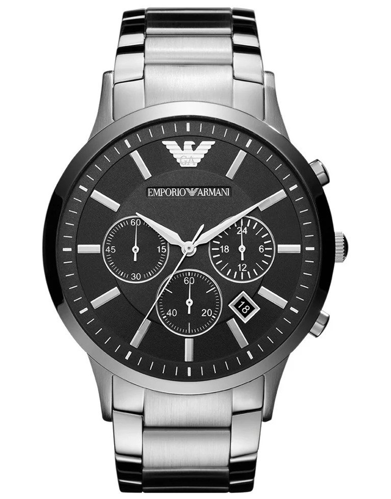 Emporio Armani Sportivo Chronograph Men's Watch with Black Dial and 46mm Stainless Steel Case - Image 3