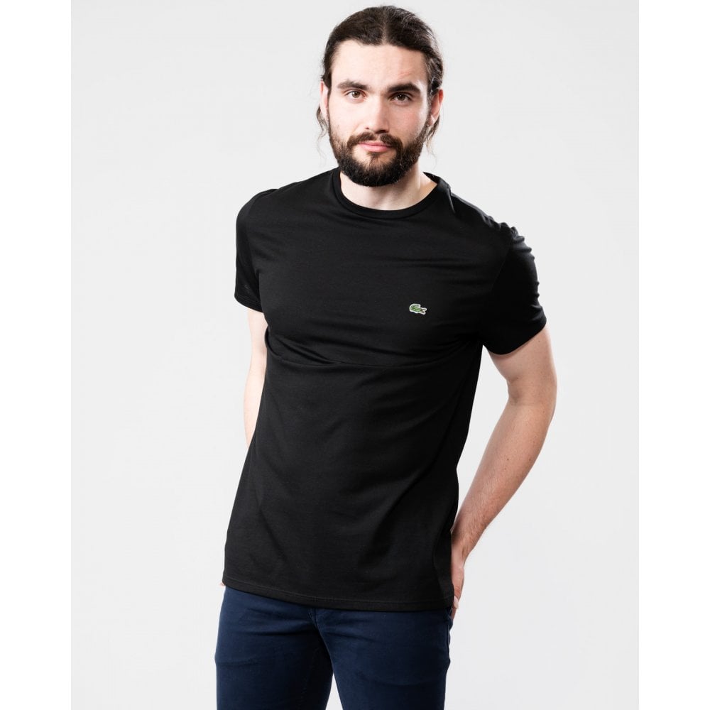 Lacoste Mens Crew Neck Pima Cotton Jersey T-shirt - Black - Size Large
