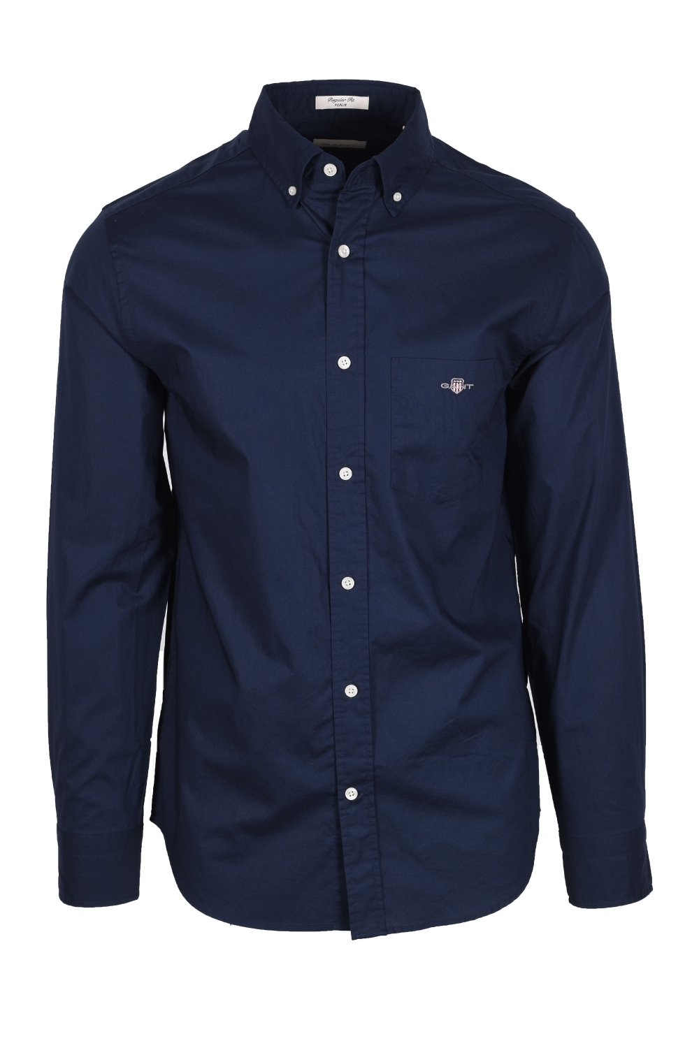 Gant Mens Reg Poplin Shirt Marine - Blue Cotton - Size Medium