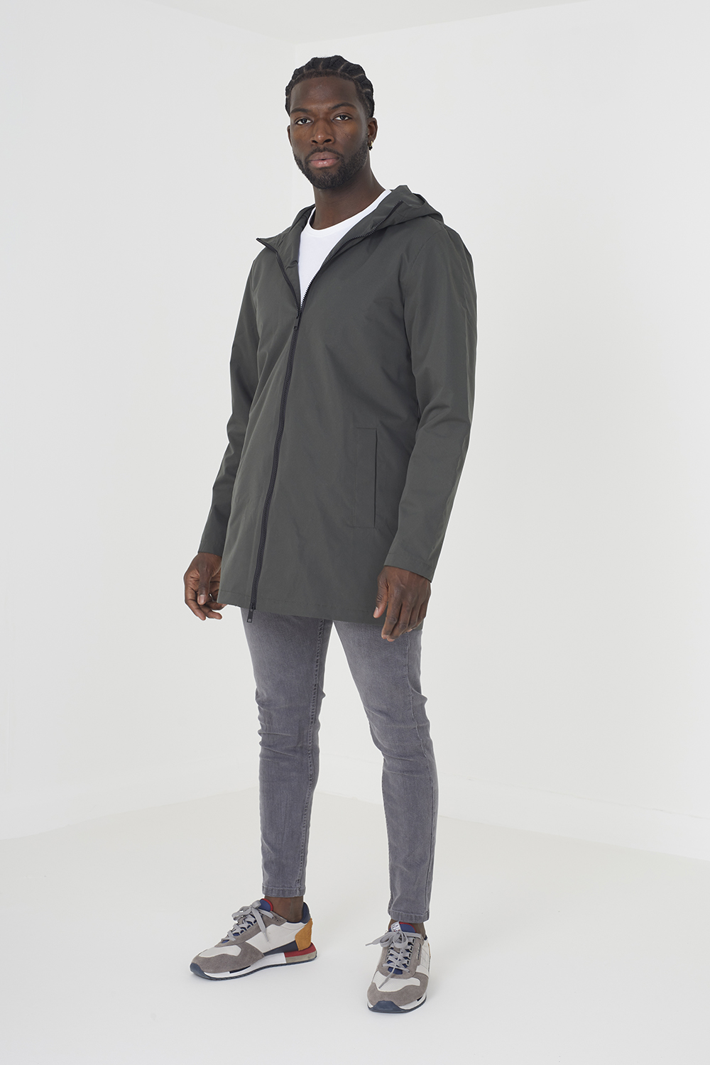 Brave Soul Mens Khaki 'Nik' Zip Through Mac - Size Large
