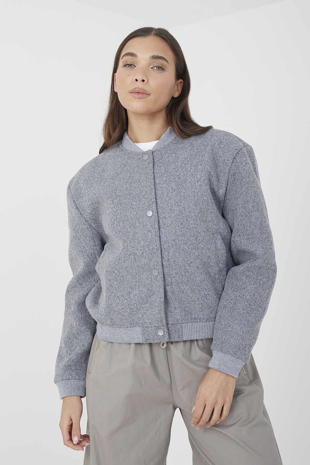 Brave Soul Womens Grey 'Warlie' Bomber Jacket - Size 14 UK