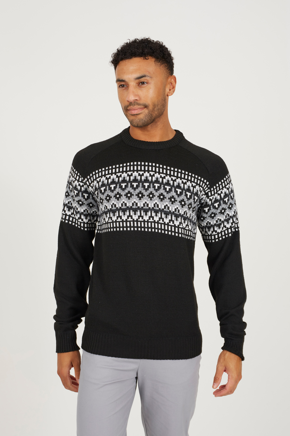 Brave Soul (Jet Black, S) Mens Jumper Funnel Neck Knitted Sweater - Image 2