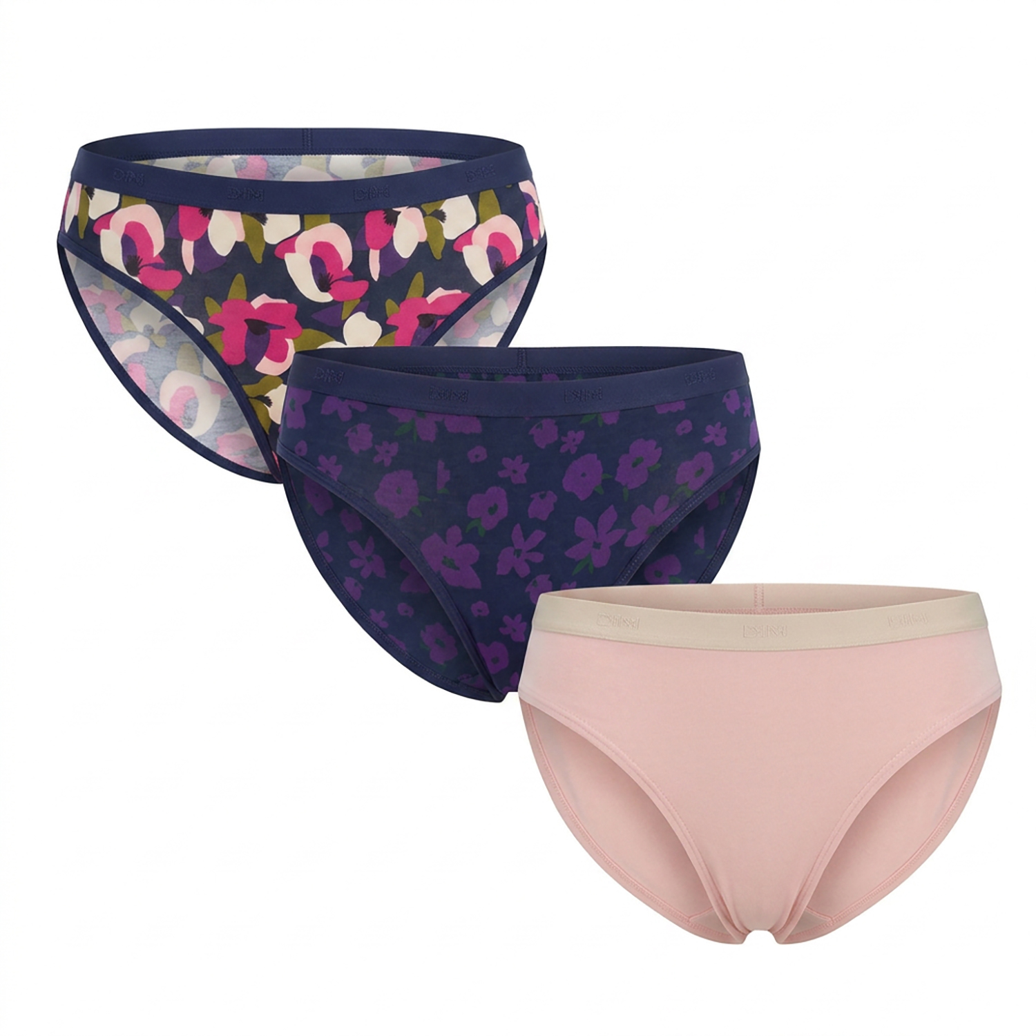 Set van 3 katoenen stretch slips voor dames met zakjes D4C17