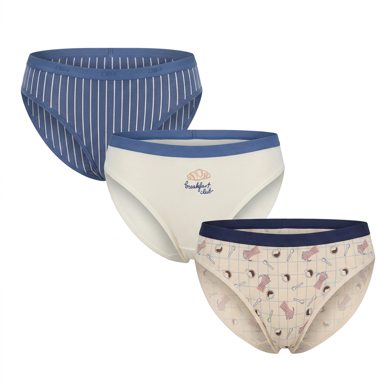 Set van 3 katoenen stretch slips voor dames met zakjes D4C17