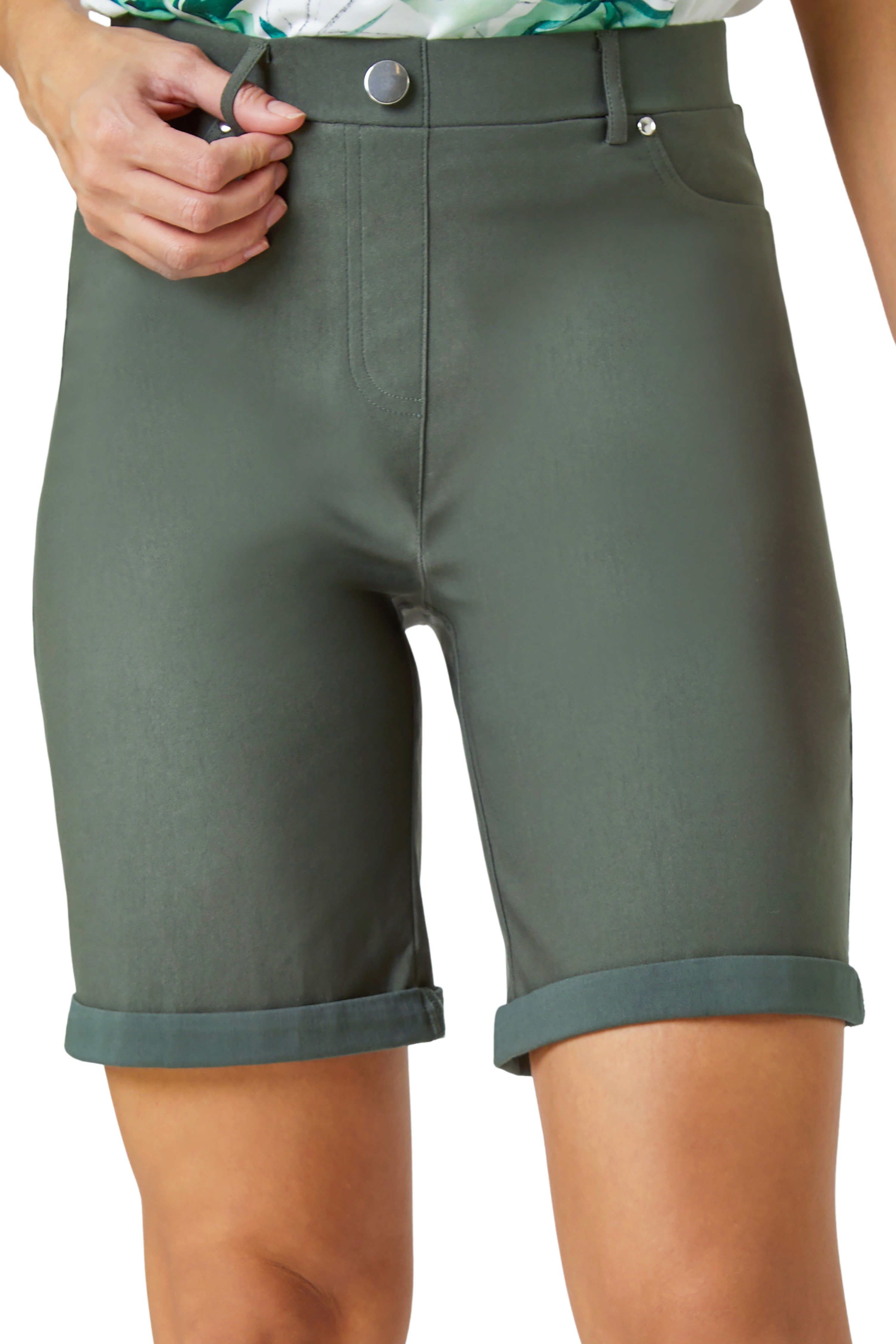 Roman Womens Turn Up Stretch Shorts - Dark Green - Size 18 UK - Image 2
