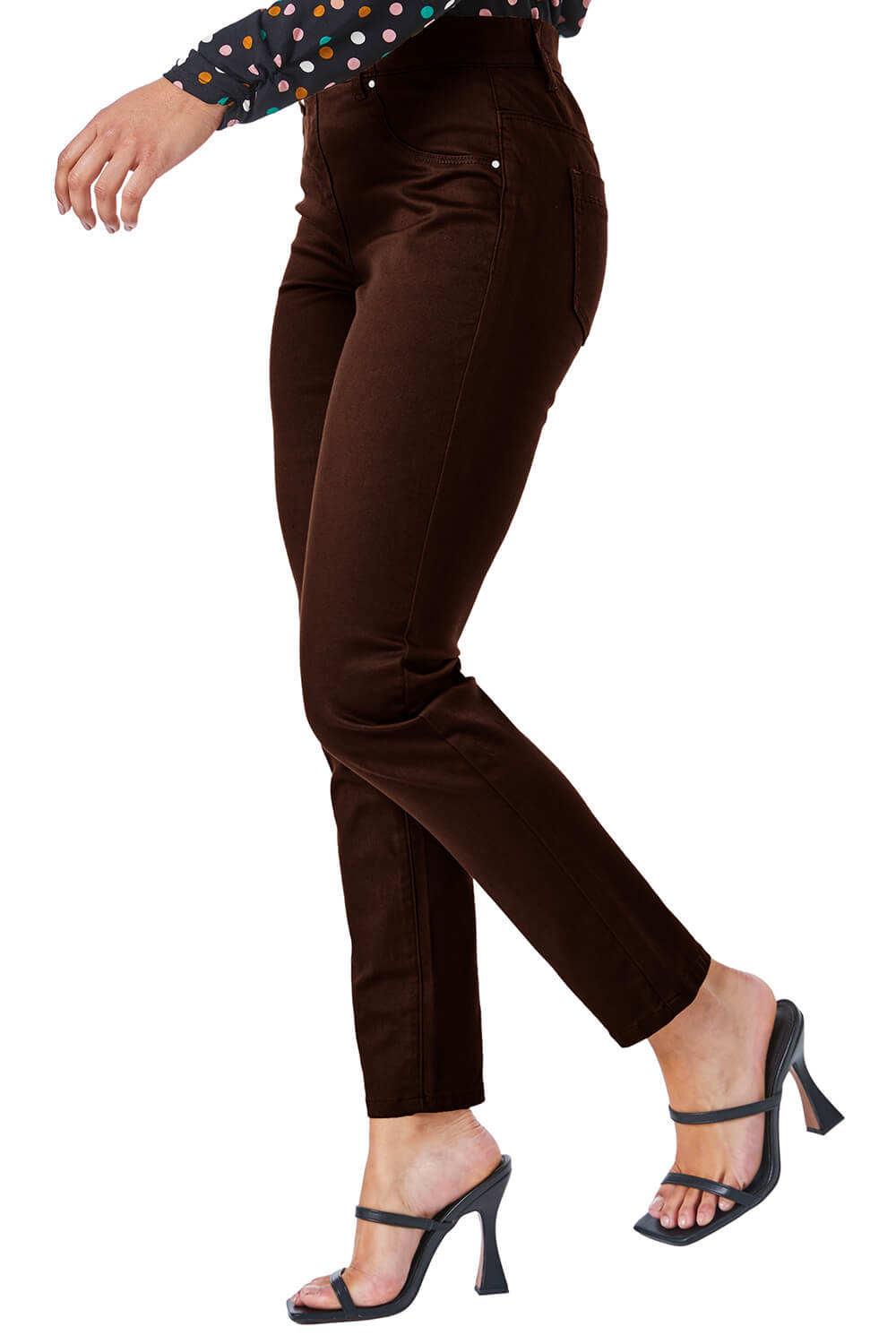 Roman Petite Stretch Denim Jegging, Brown, Size 12P, Women - Image 2
