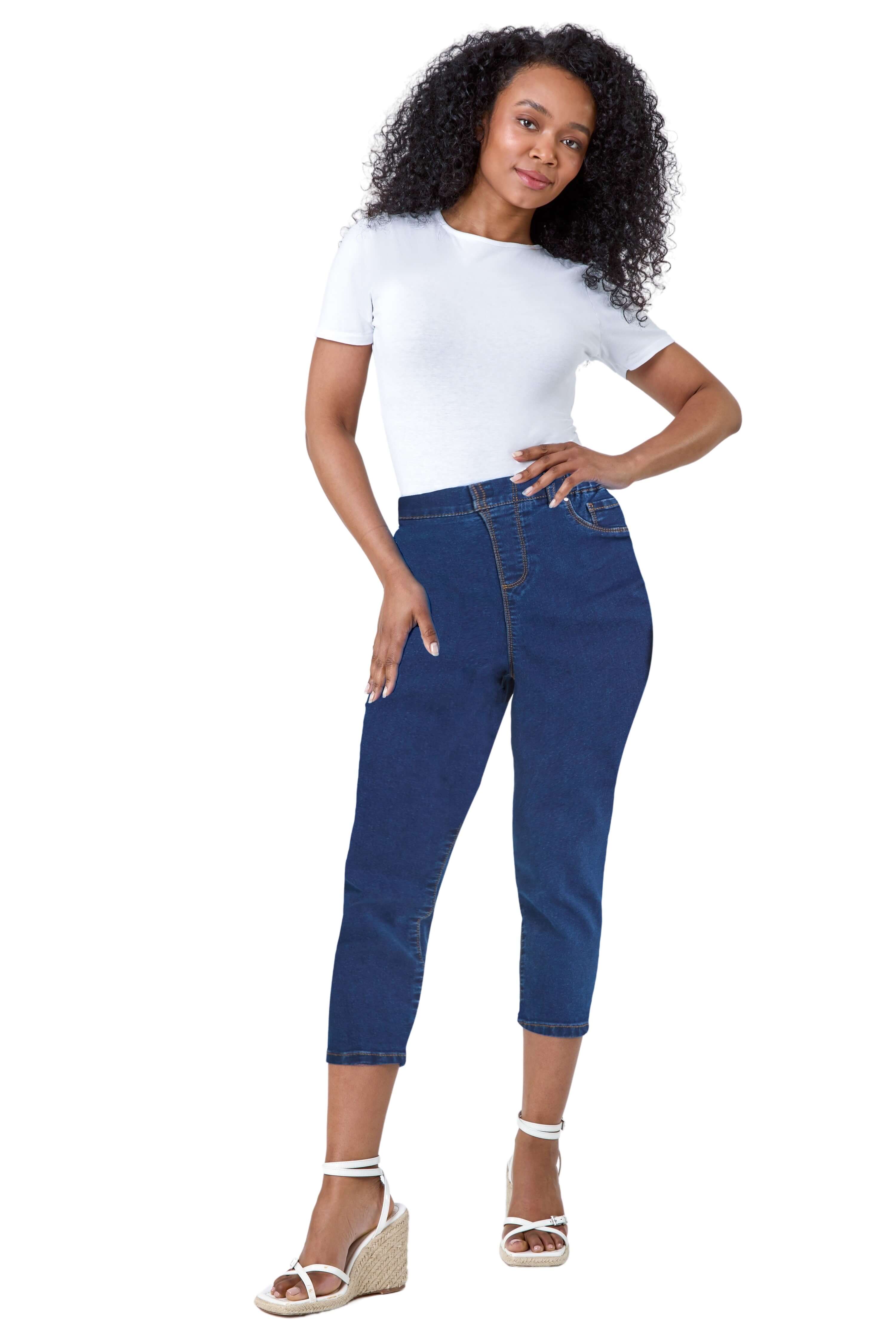 Roman Women's Indigo Petite Stretch Crop Denim Jegging Trouser In | : Size 8 - Image 2
