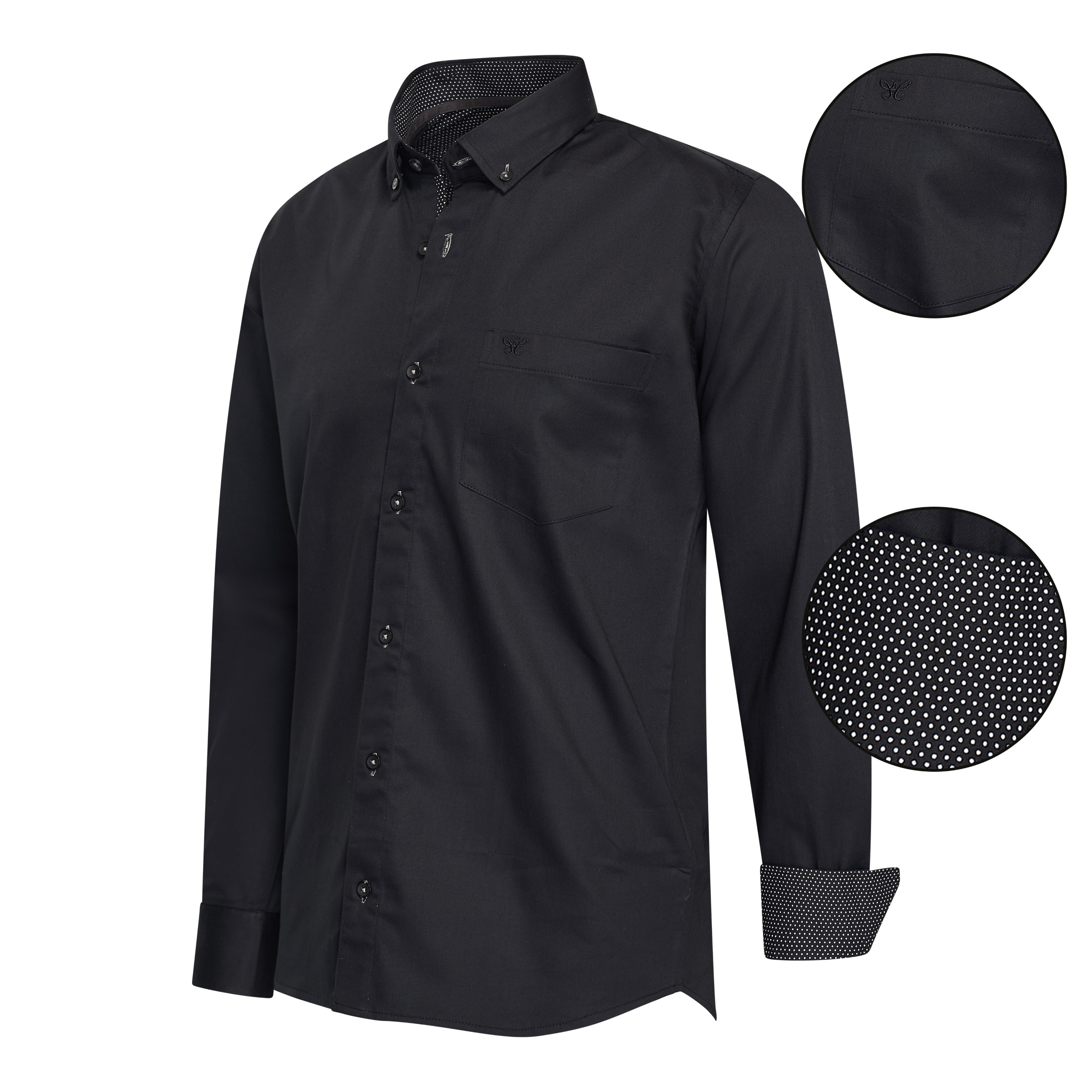 Thumbnail - Cappuccino Italia Regular Fit Overhemd Black  Schwarz