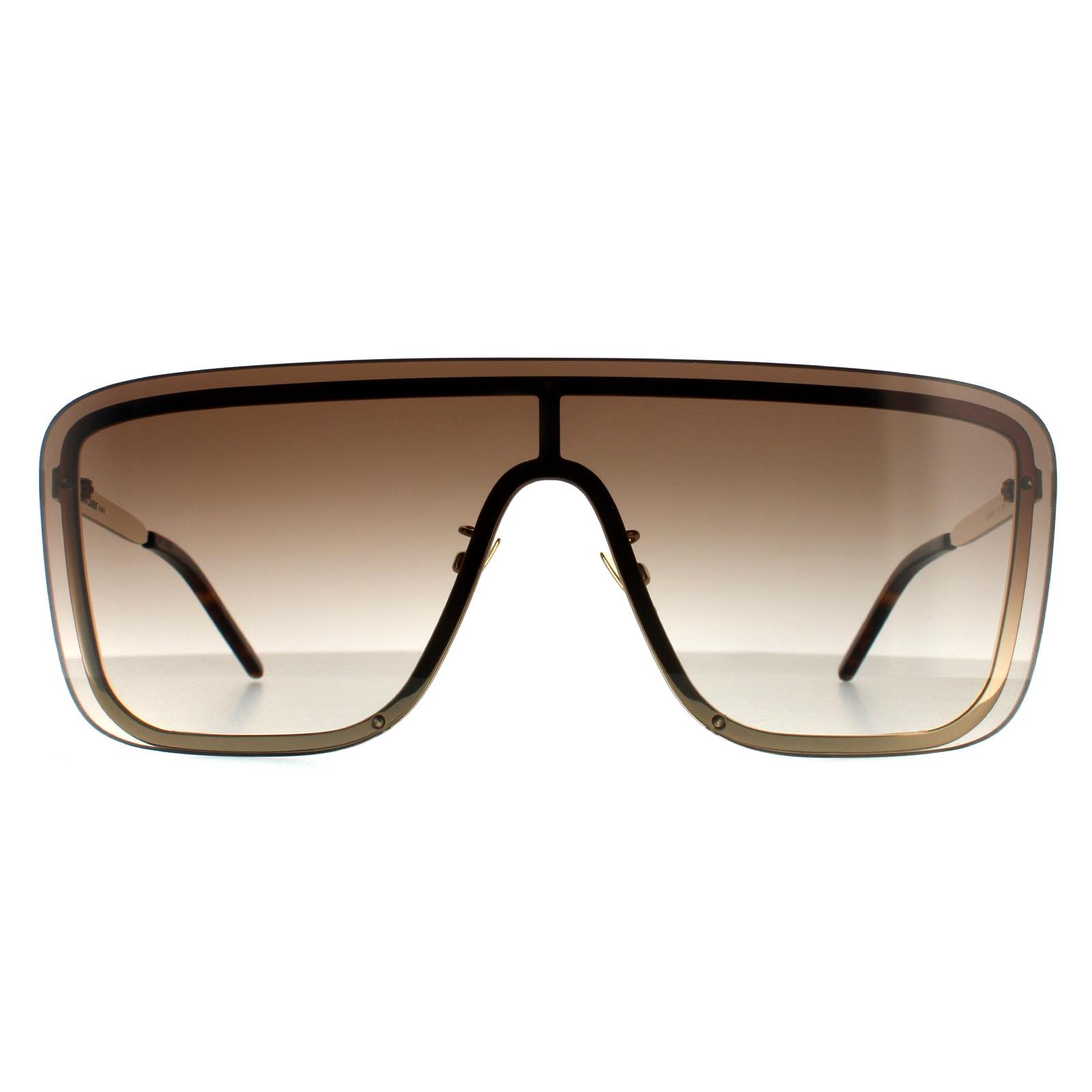 Thumbnail - Saint Laurent Shield Unisex-Sonnenbrille in Goldbraun mit Farbverlauf