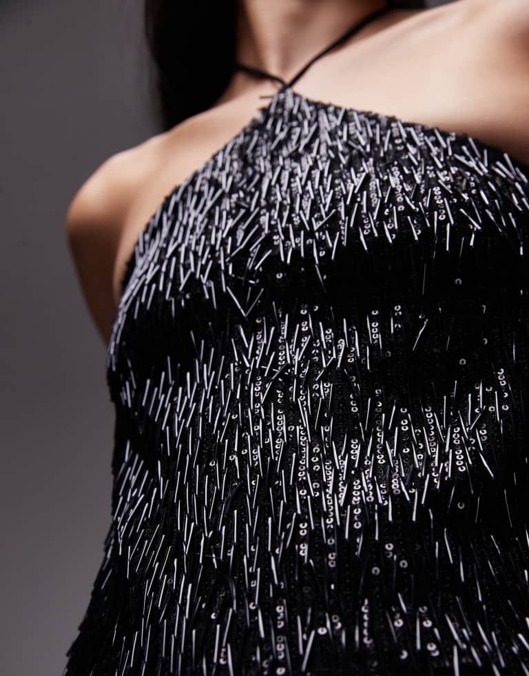 TOPSHOP nålpaljetts halterneck mini klänning dam – bild 2
