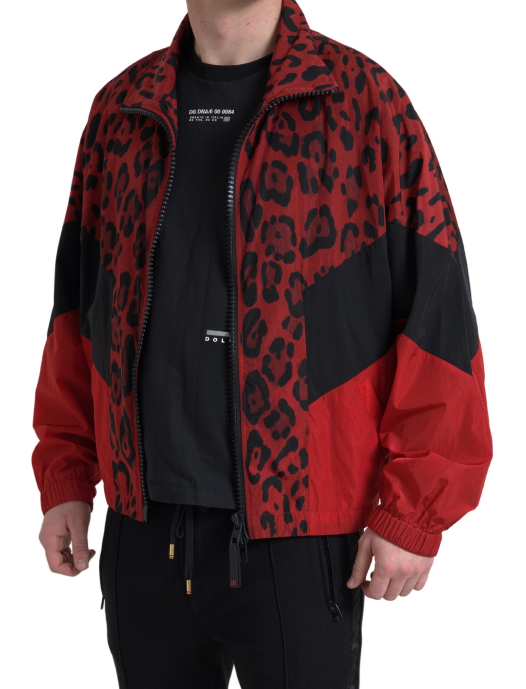 Dolce&Gabbana Leopardmönstrad Träningsjacka Rödsvart Stil herr – bild 2