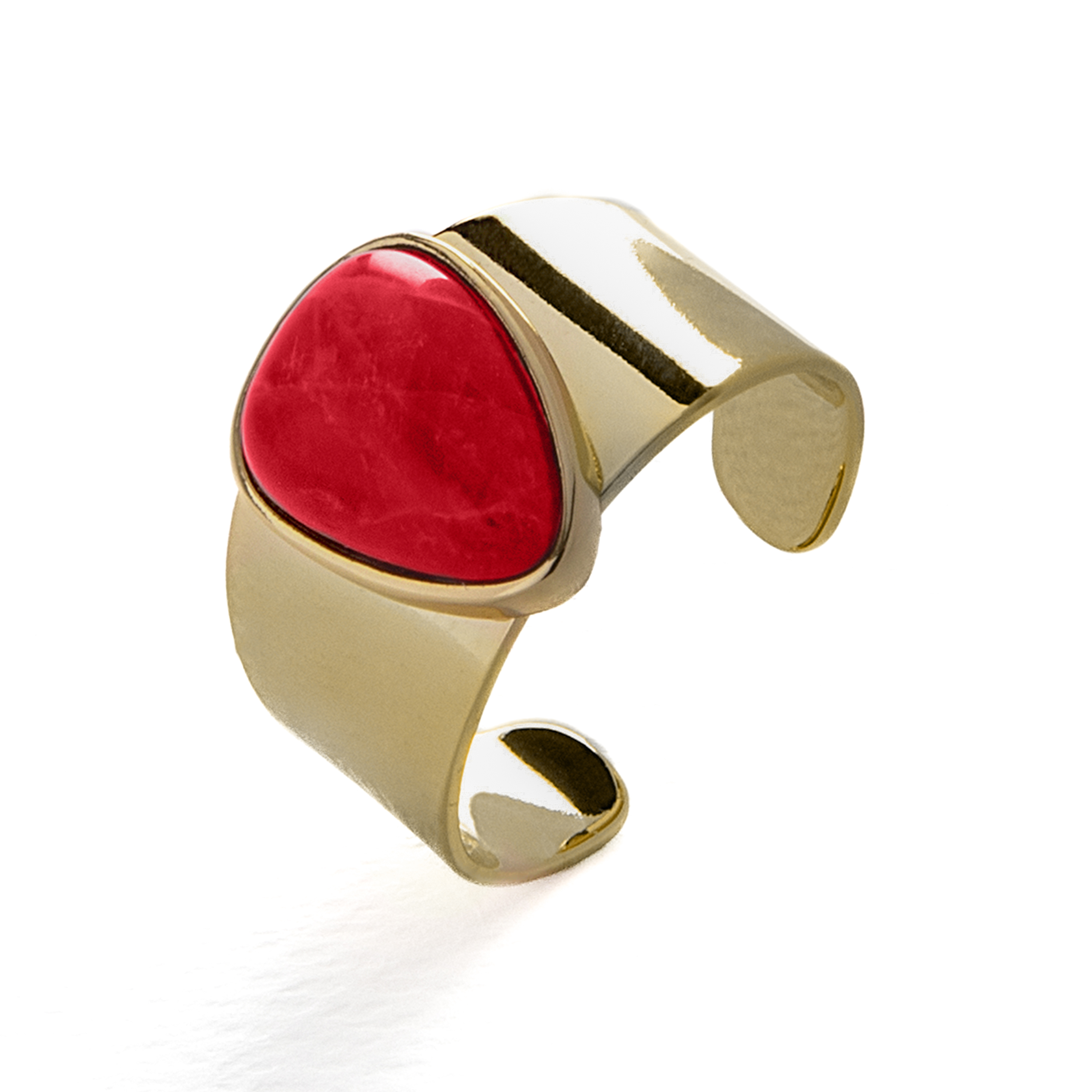 sheak ring i metallegering och korall 18K guldpläterad finish