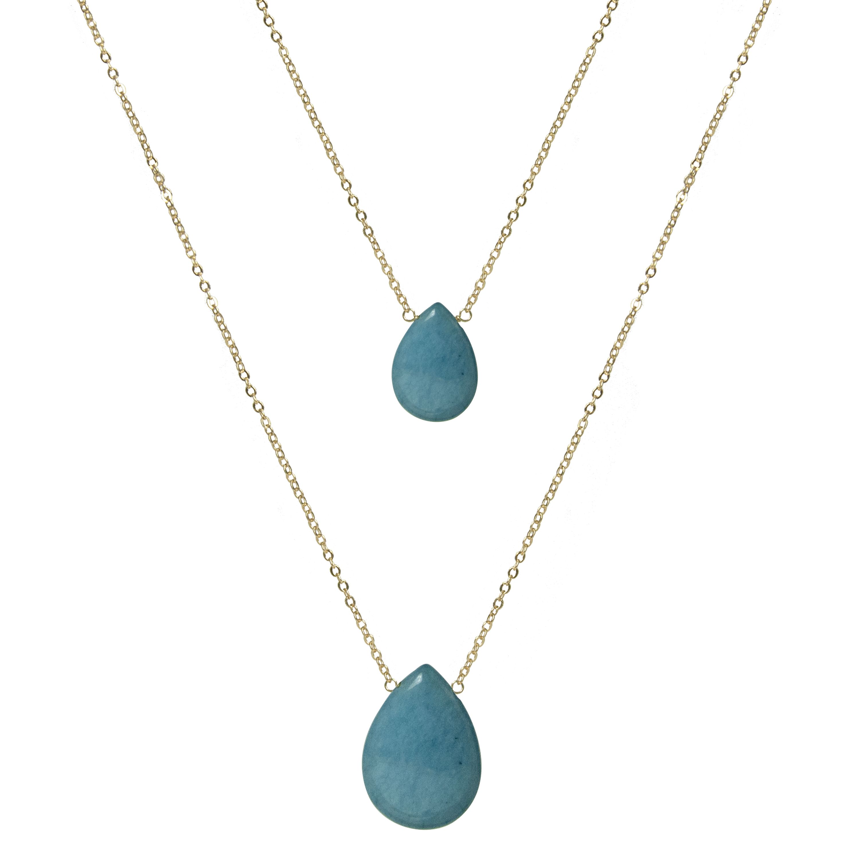Luxenter abelia-halsband av metallegering och blå agat 18K guldpläterad finish