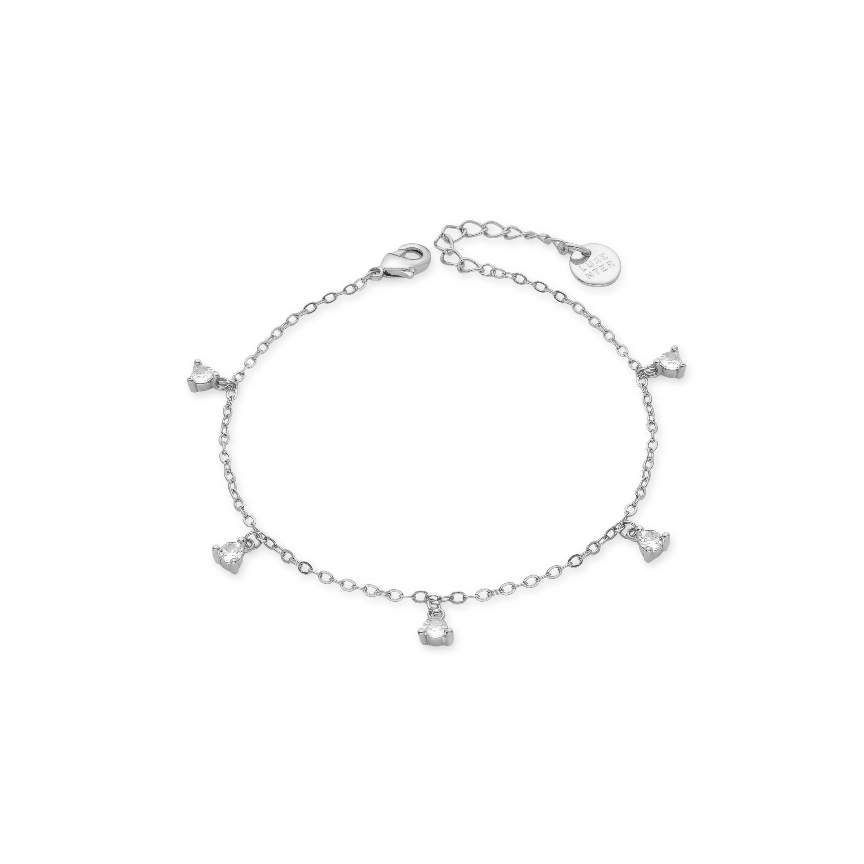 Kisain-armband, i blank zirkonia, rhodiumpläterad