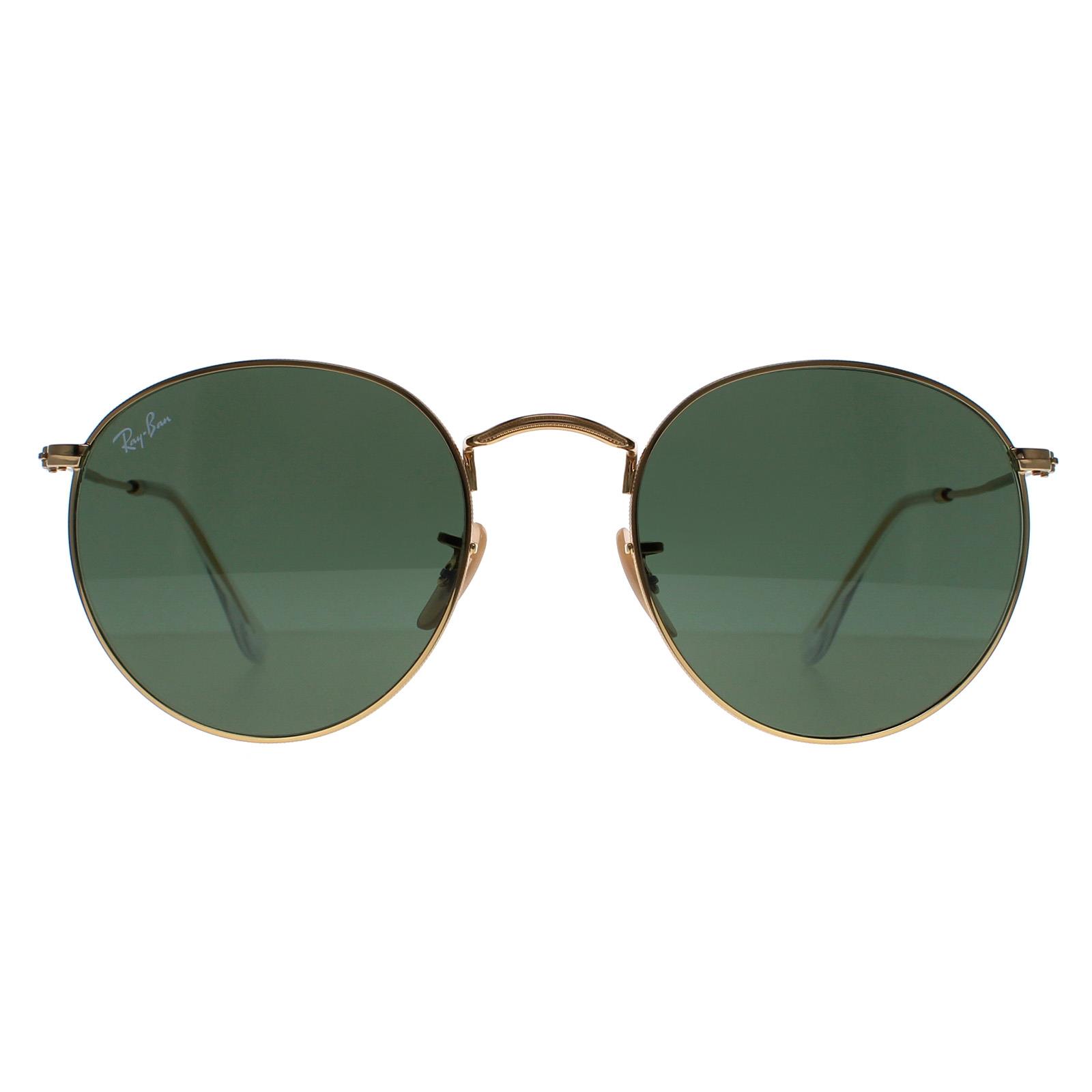 Ray-Ban Sonnenbrille rund Metall 3447 001 Gold Grün 53mm