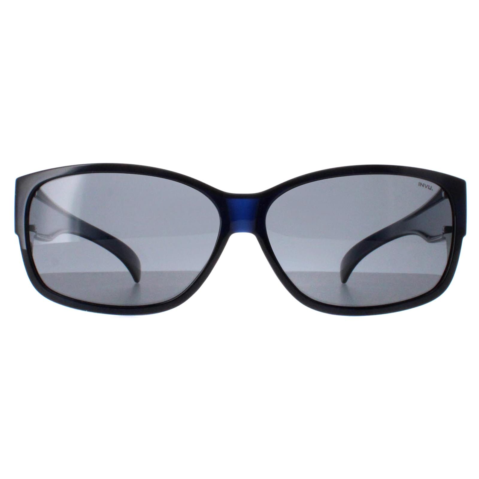 Thumbnail - INVU Rectangle Unisex Transparent Blau Blau Polarisiert E2401