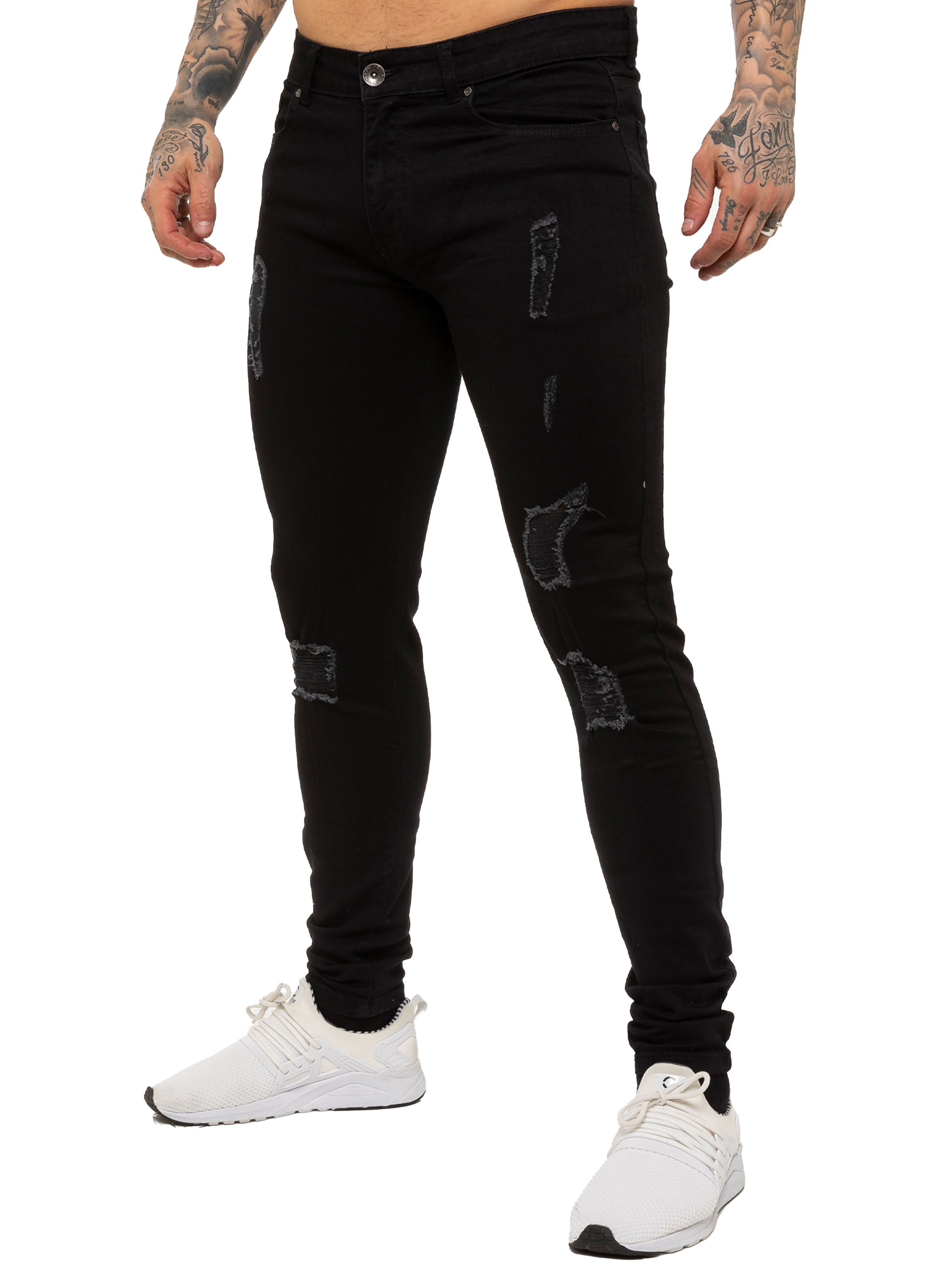 Thumbnail - Enzo Herren Skinny Ripped Jeans