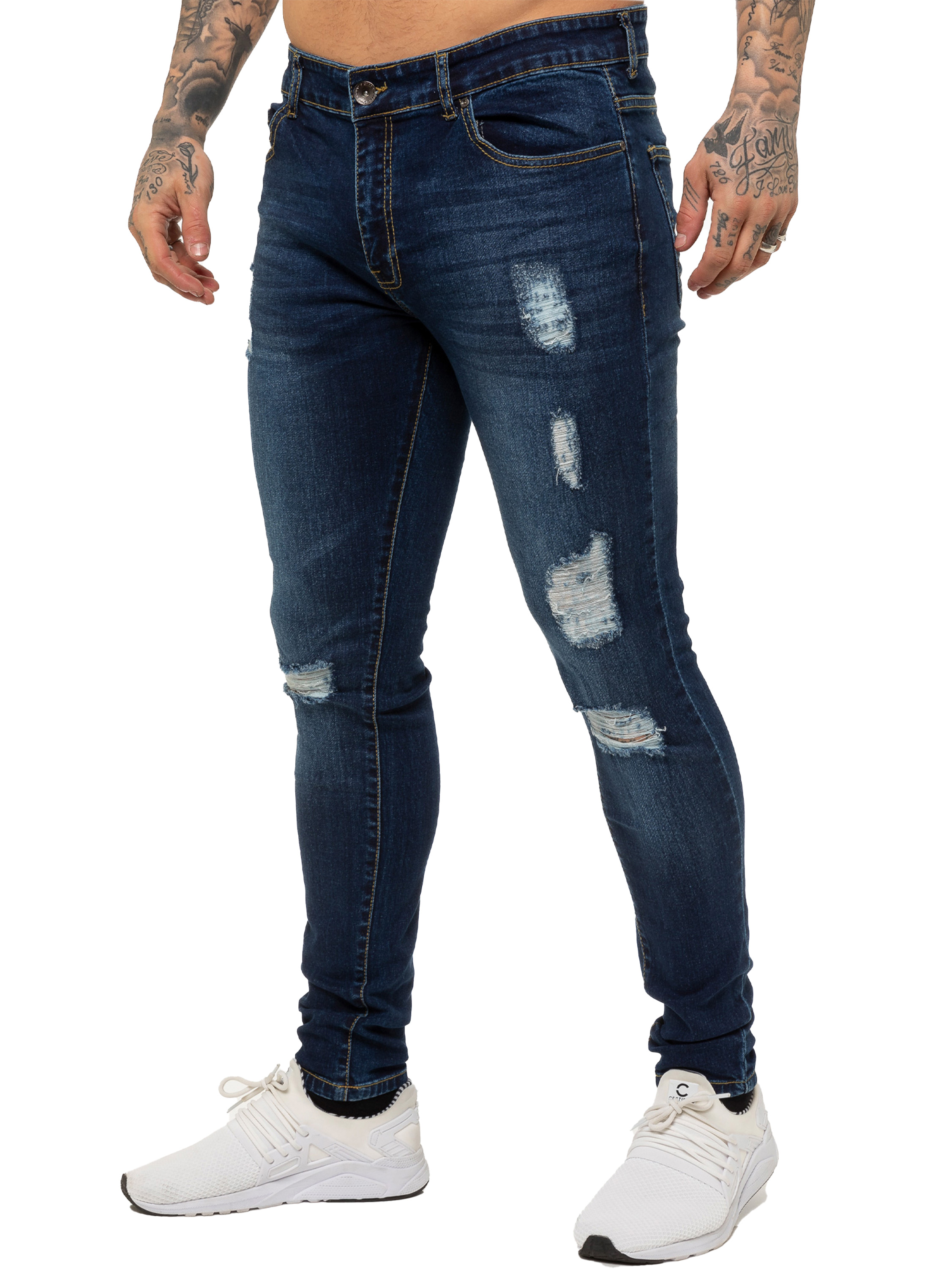 Thumbnail - Enzo Herren Skinny Ripped Jeans