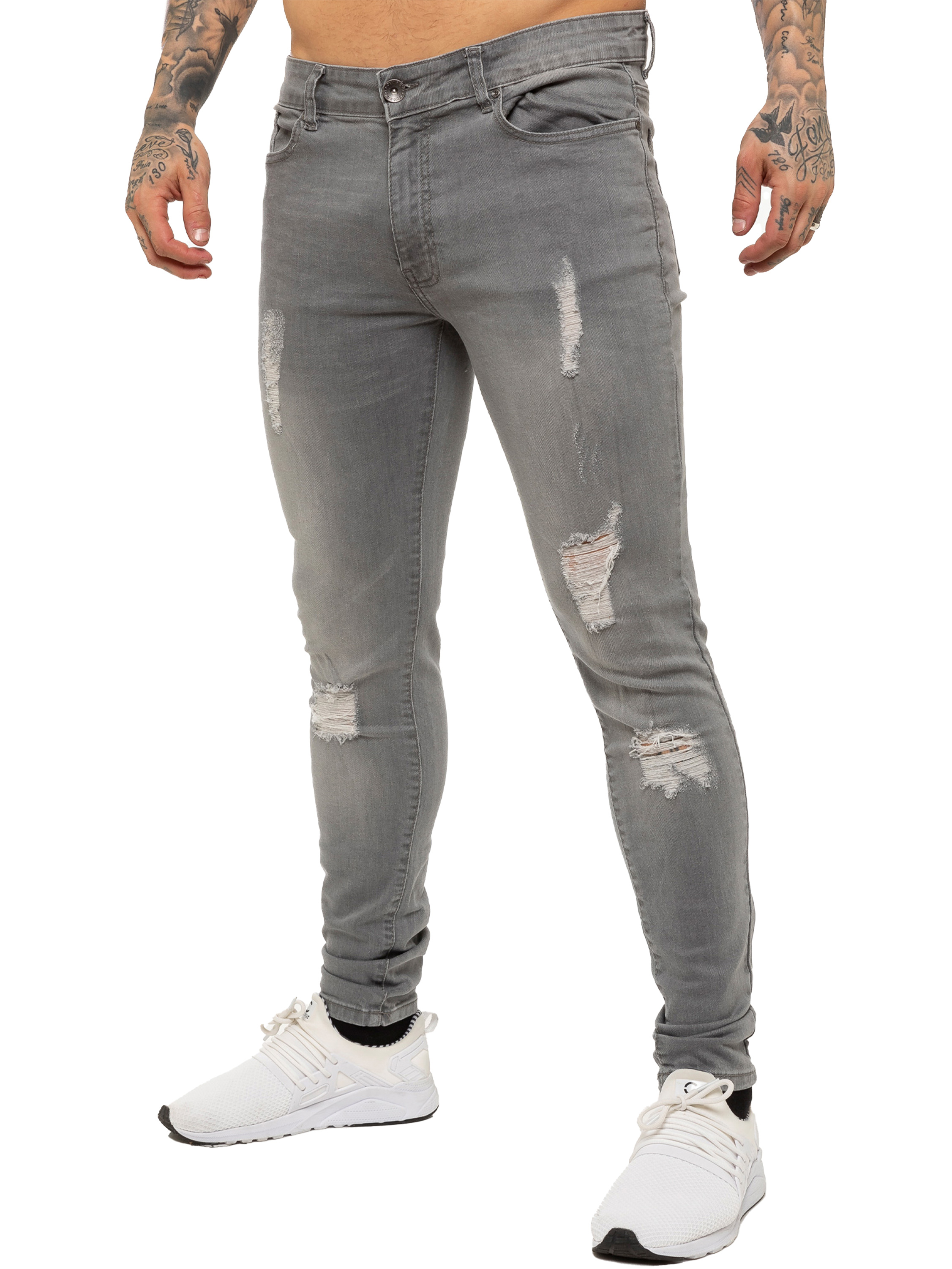 Thumbnail - Enzo Herren Skinny Ripped Jeans