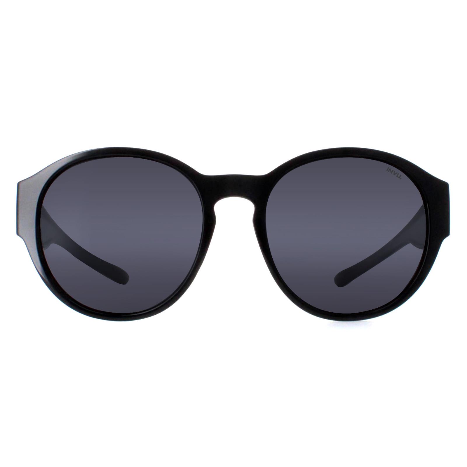 Thumbnail - INVU Round Womens Schwarz Grau Polarized E2000