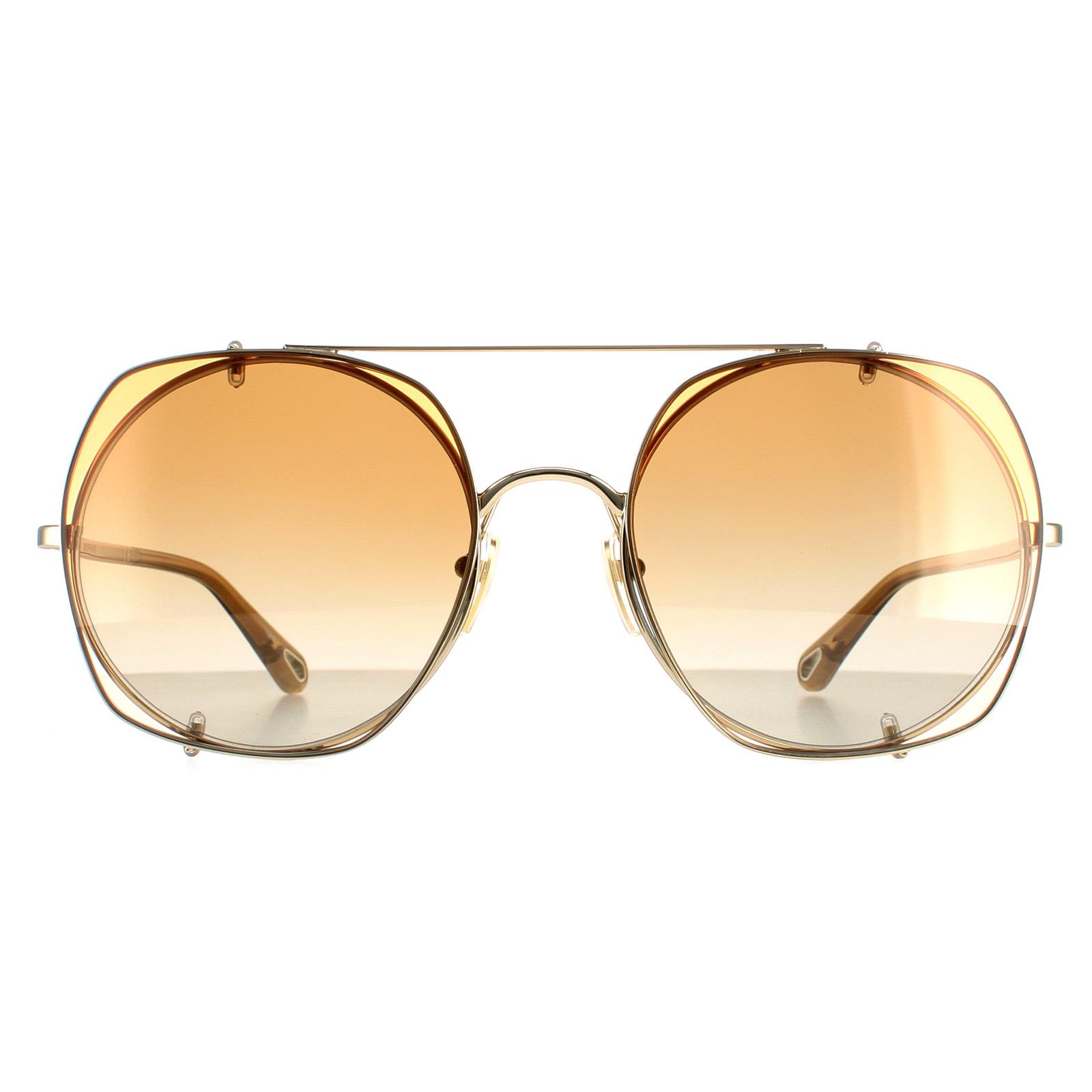 Thumbnail - Chloe Aviator Damen Gold Orange Farbverlauf CH0042S