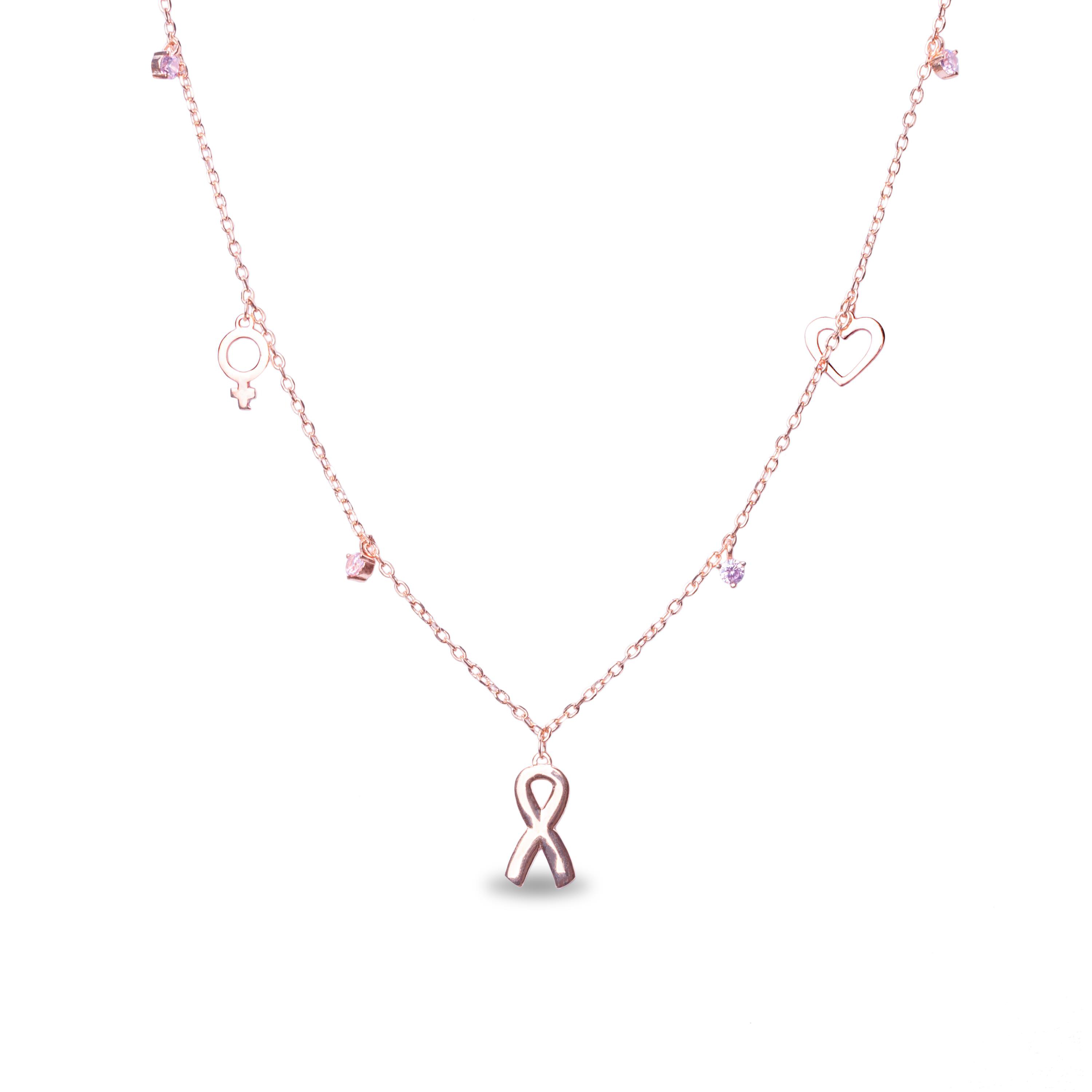 Halsband Luxenter lazo tillverkat av 925 sterling silver och rosa turmalin zirkonia rodiumpläterad finish