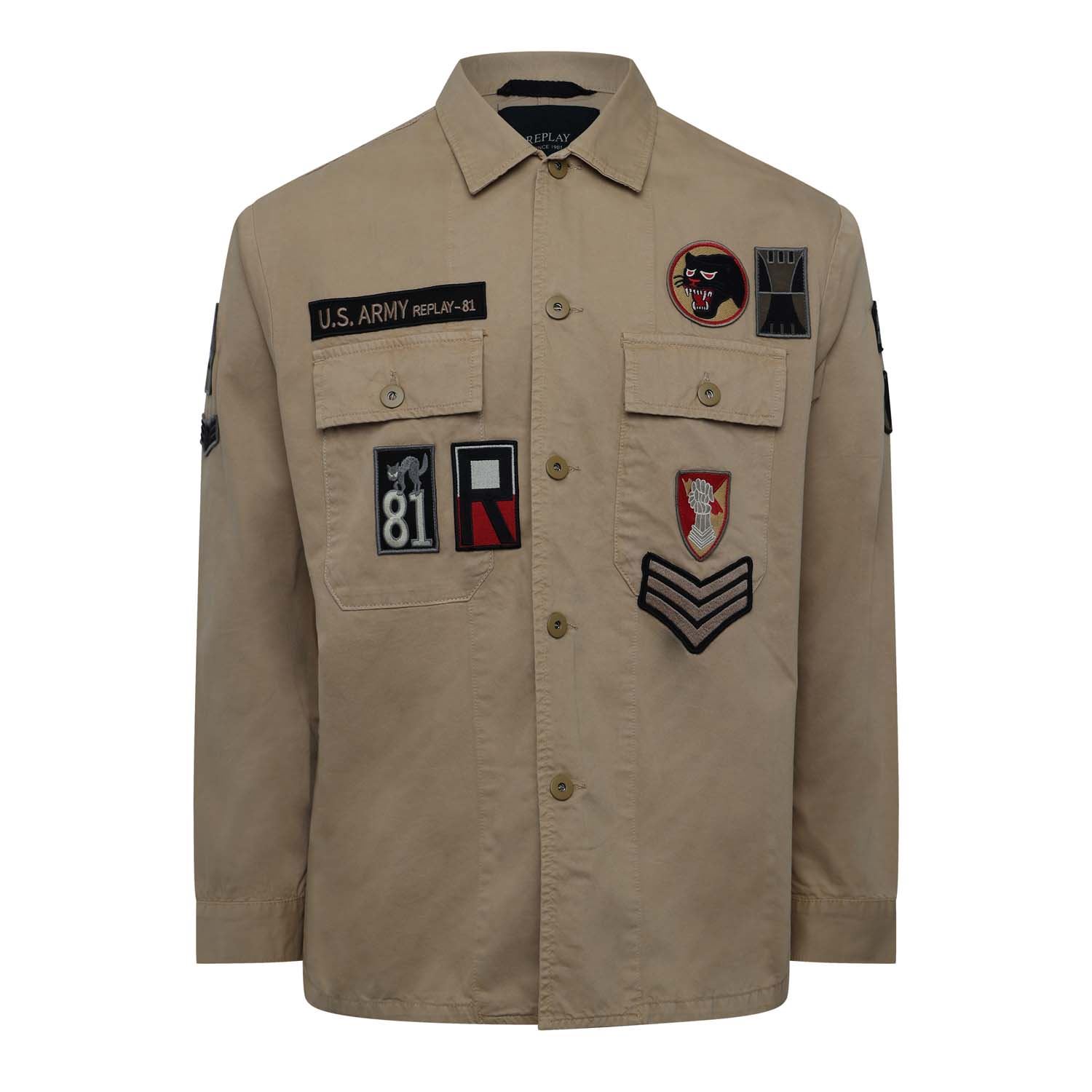 Herren Replay Classic Overshirt in Beige