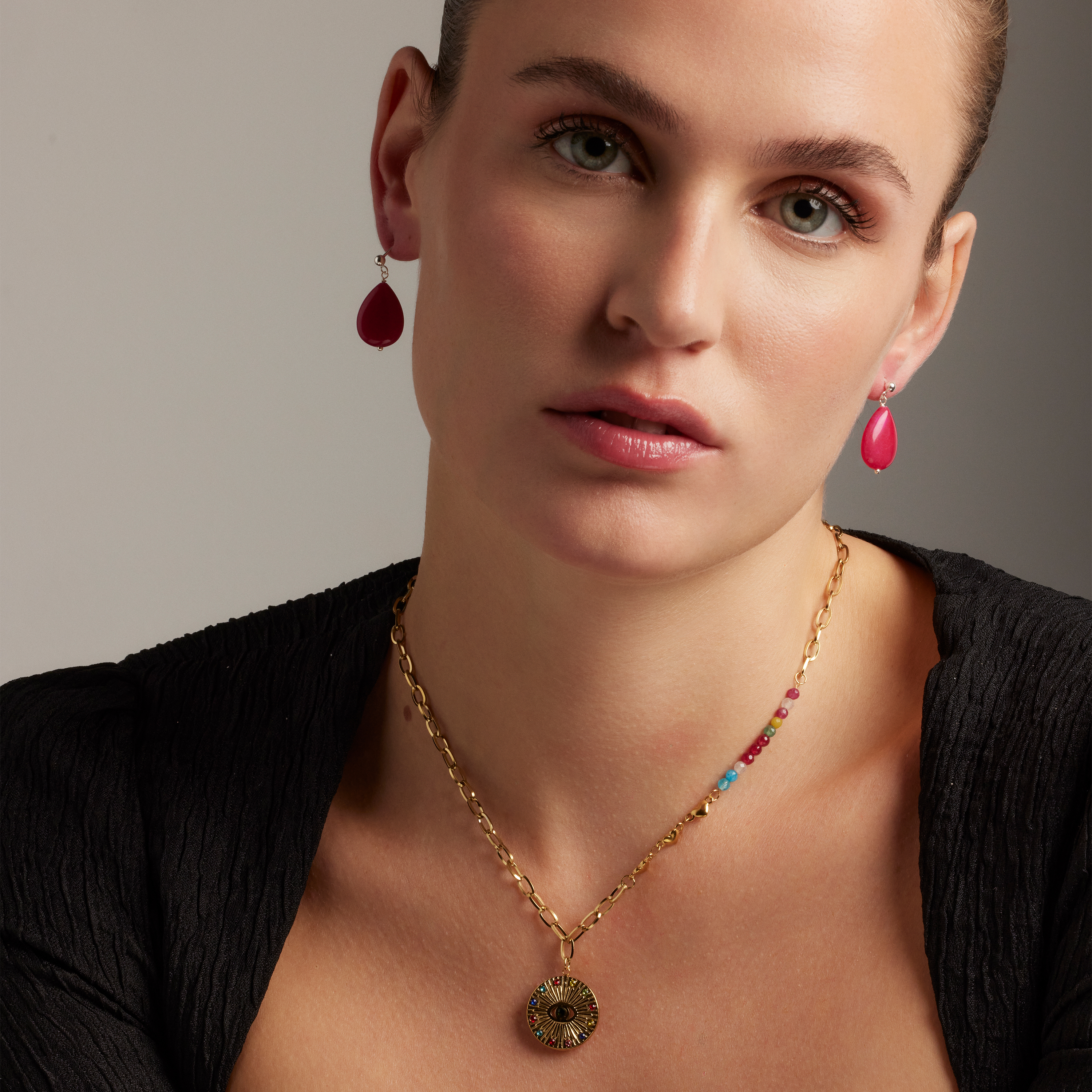 Luxenter kenitna-örhängen i 925 sterling silver och rosa agat, rodiumpläterad yta dam – bild 2