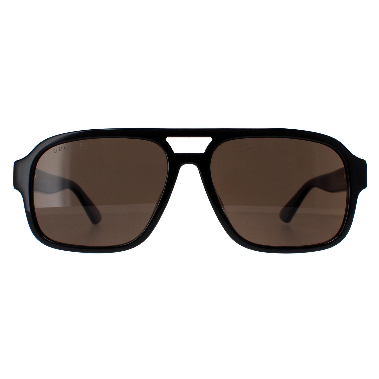 Thumbnail - Gucci Aviator Herren Schwarz Braun Polarisiert GG1342S
