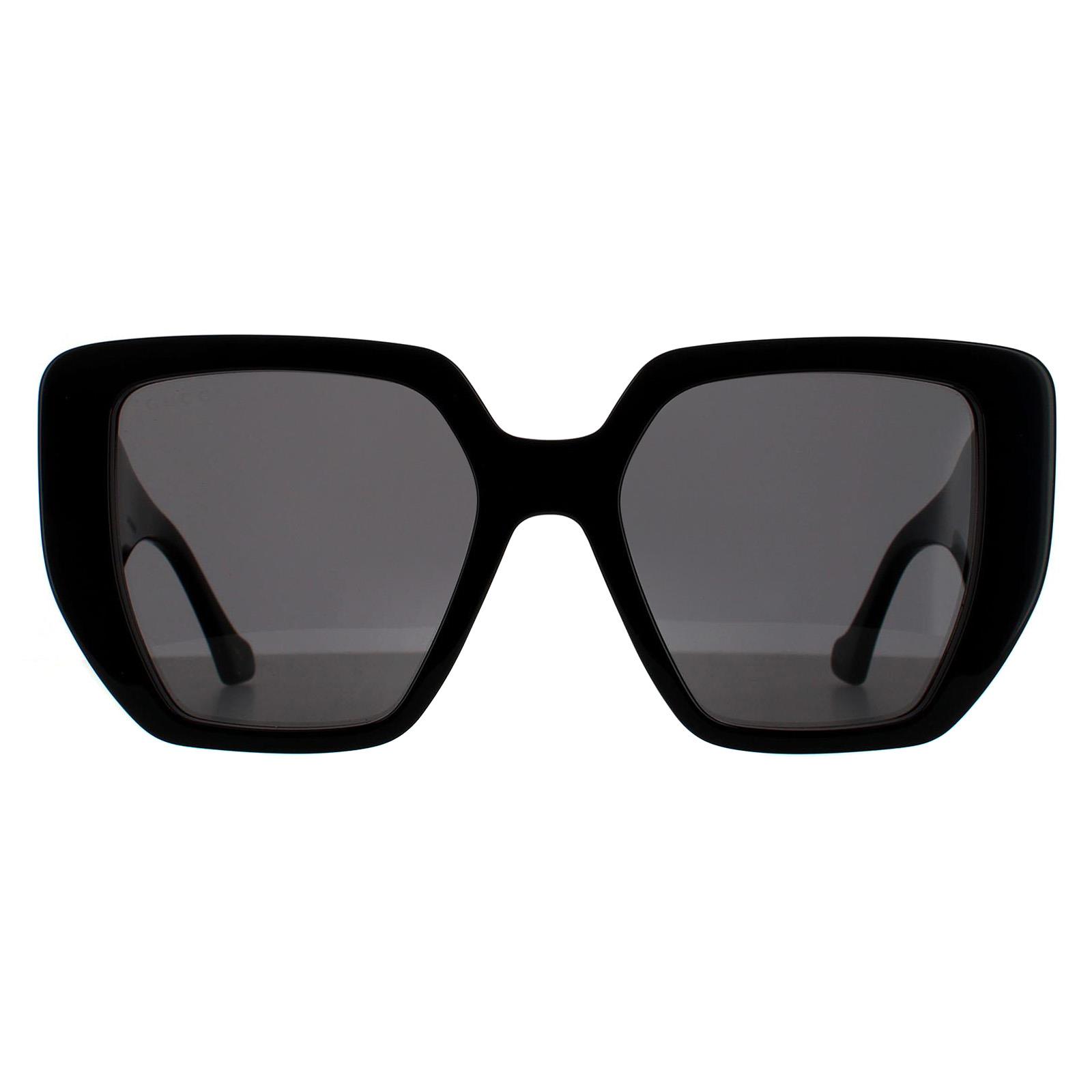 Thumbnail - Gucci Square Damen Schwarz Grau Sonnenbrille