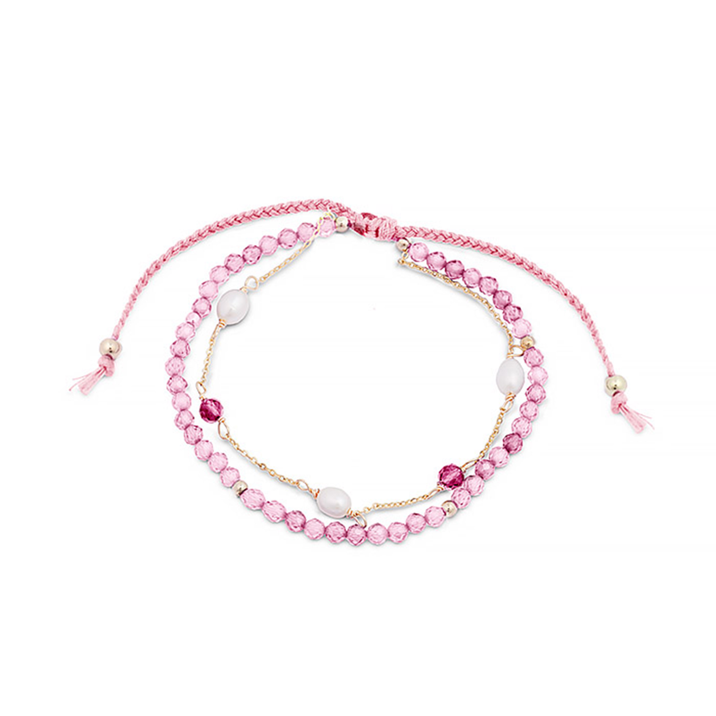 athat armband i metallegering och rosa turmalin 18K guldpläterad finish