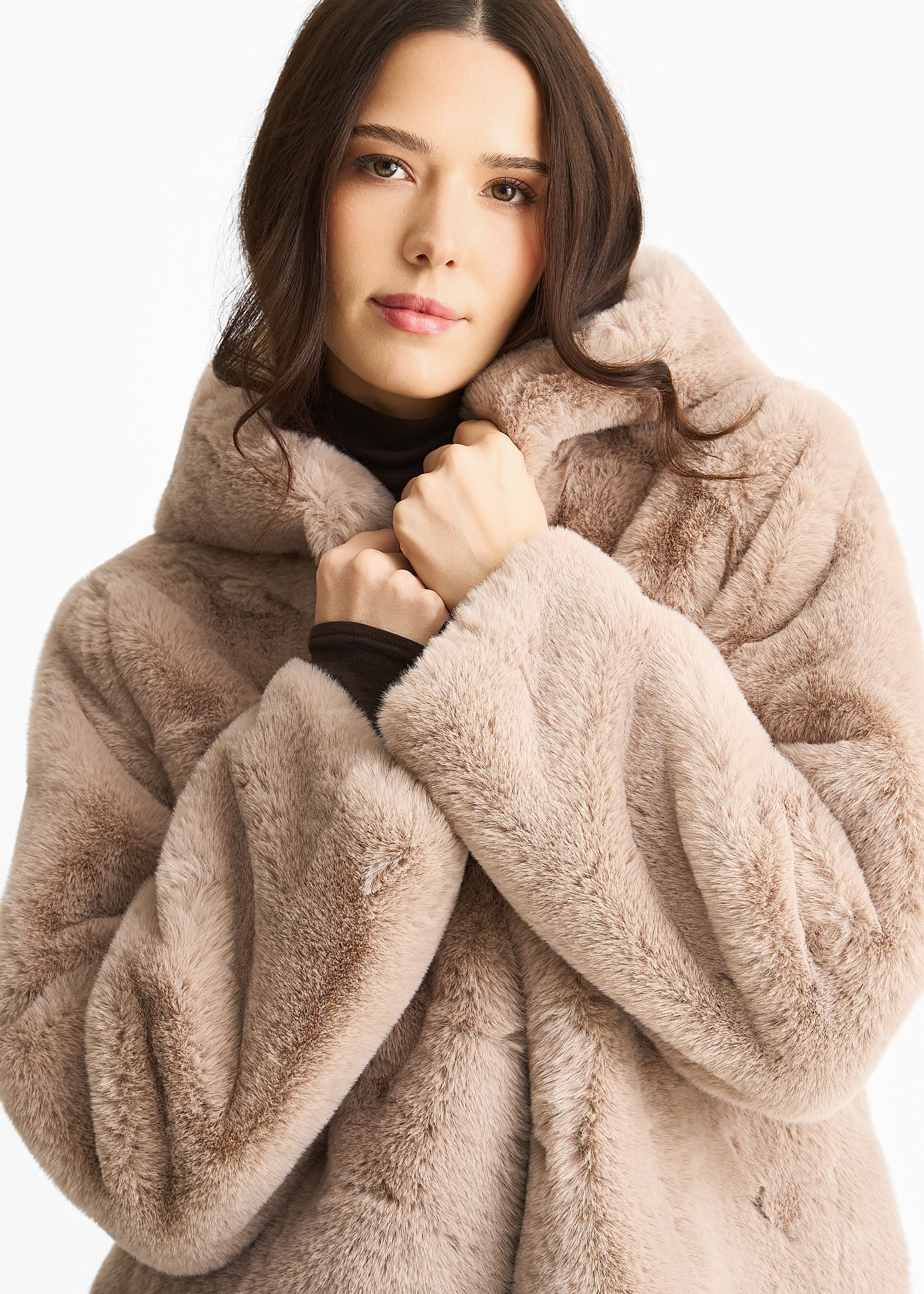 Gini London Hooded Faux Fur Jacket pälsjackor dam – bild 2