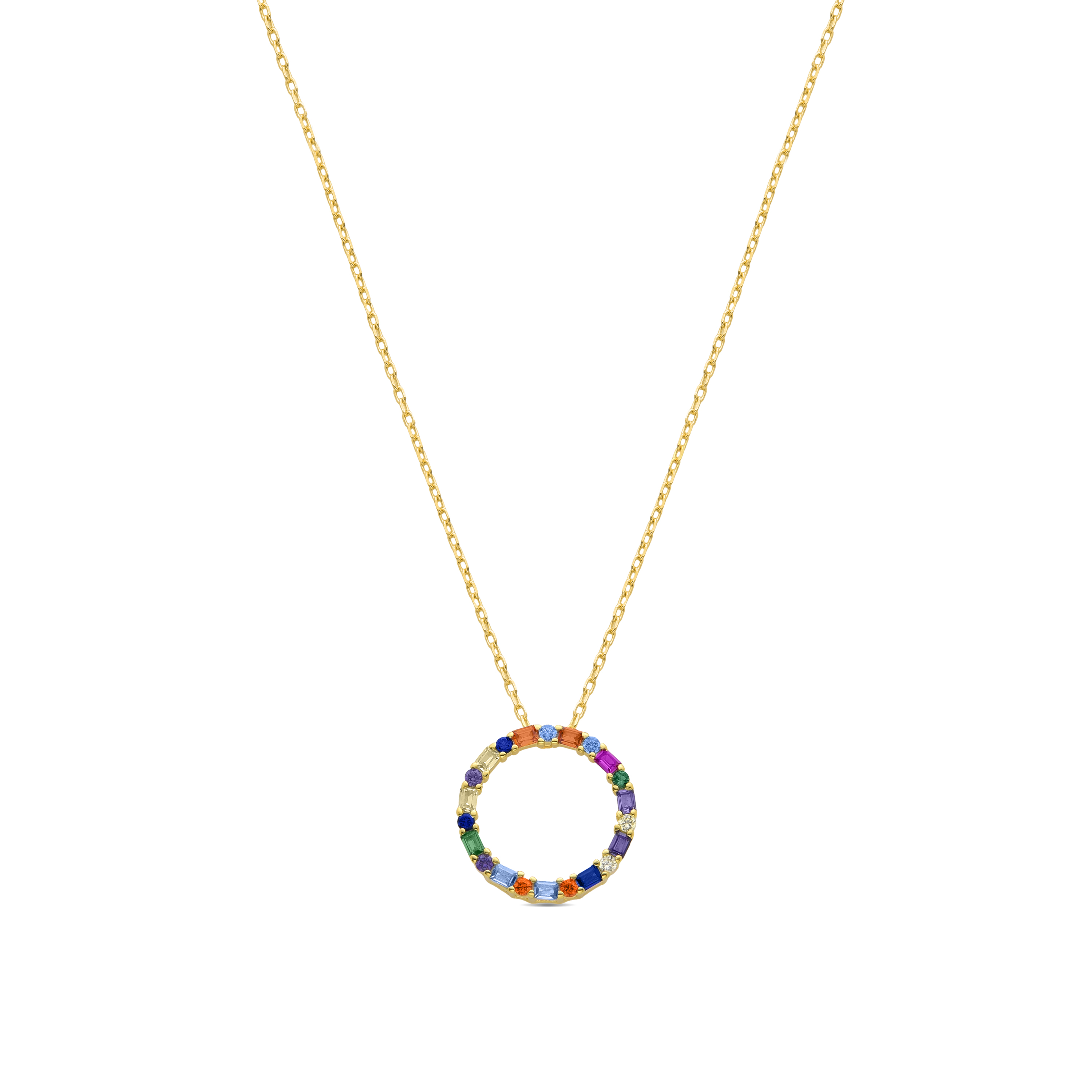 hrius-halsband i 925 sterlingsilver och flerfärgade zirkoner med 18 karats gulguldplätering
