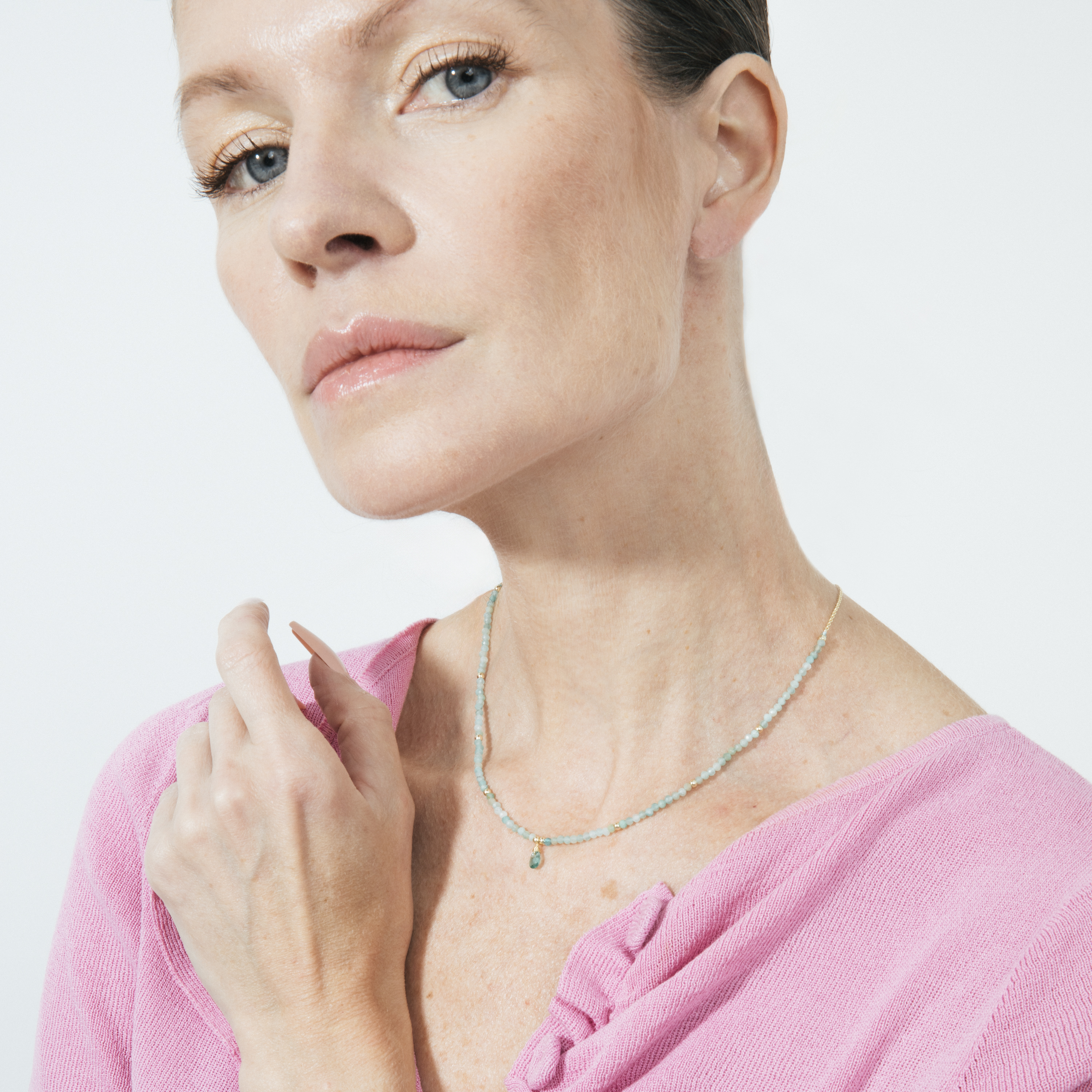 Luxenter Halsband athat tillverkat av metallegering och amazonit 18K guldpläterad finish dam – bild 2