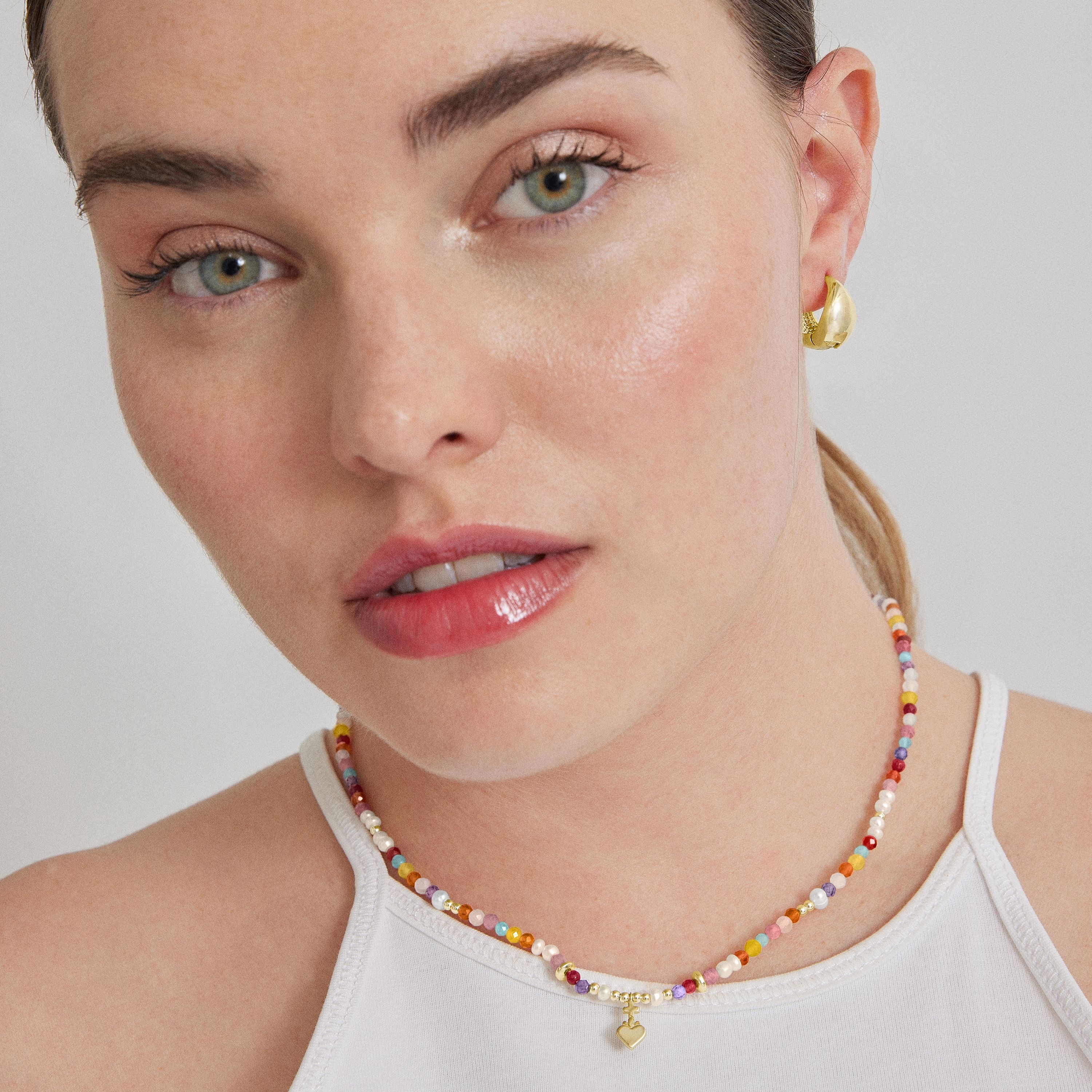 Luxenter Sterling Silver 925 halsband med flerfärgad kristall i 18K gult guld Nymox dam – bild 2