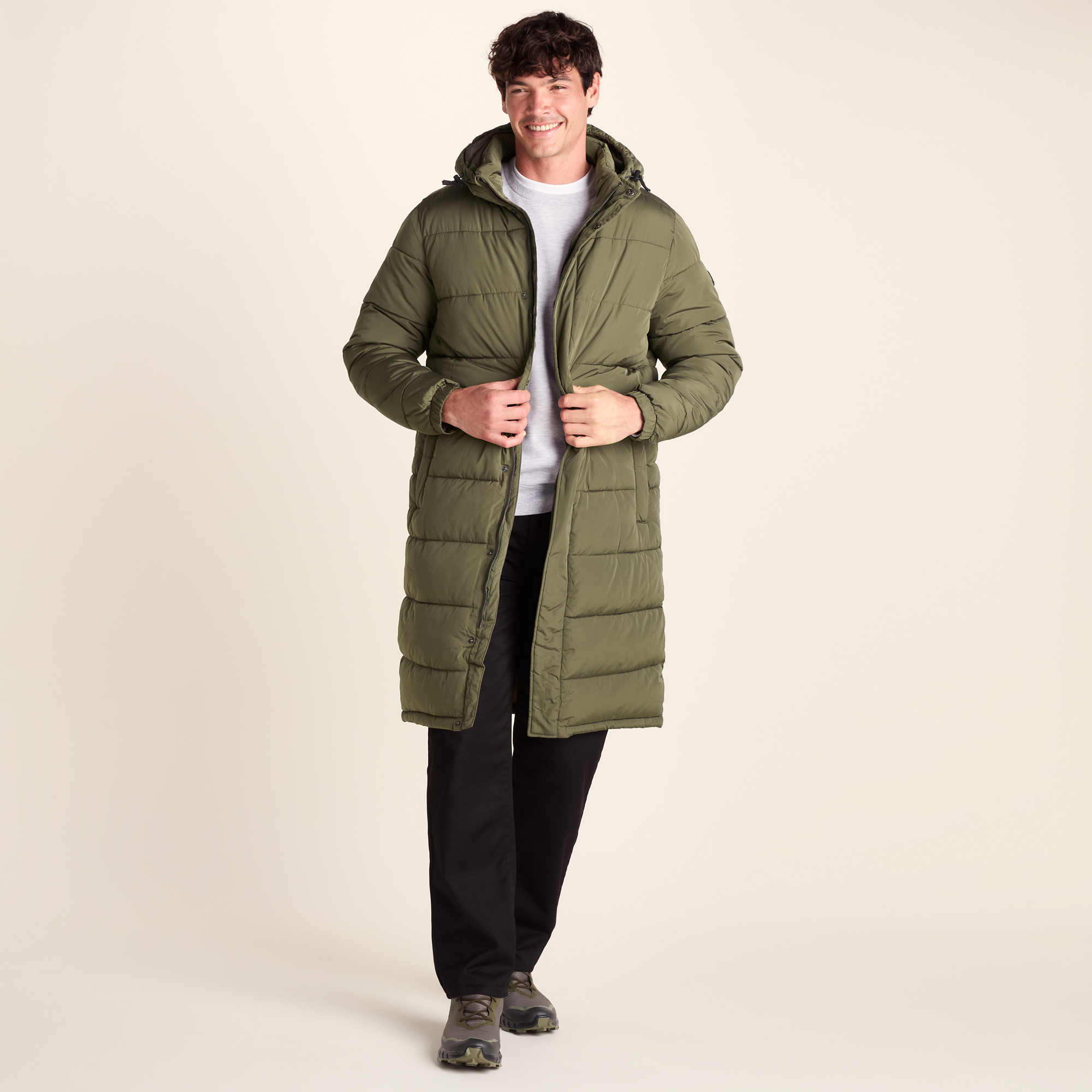 TOG24 Langrick Mens Long Padded Jacket Khaki - Size Large