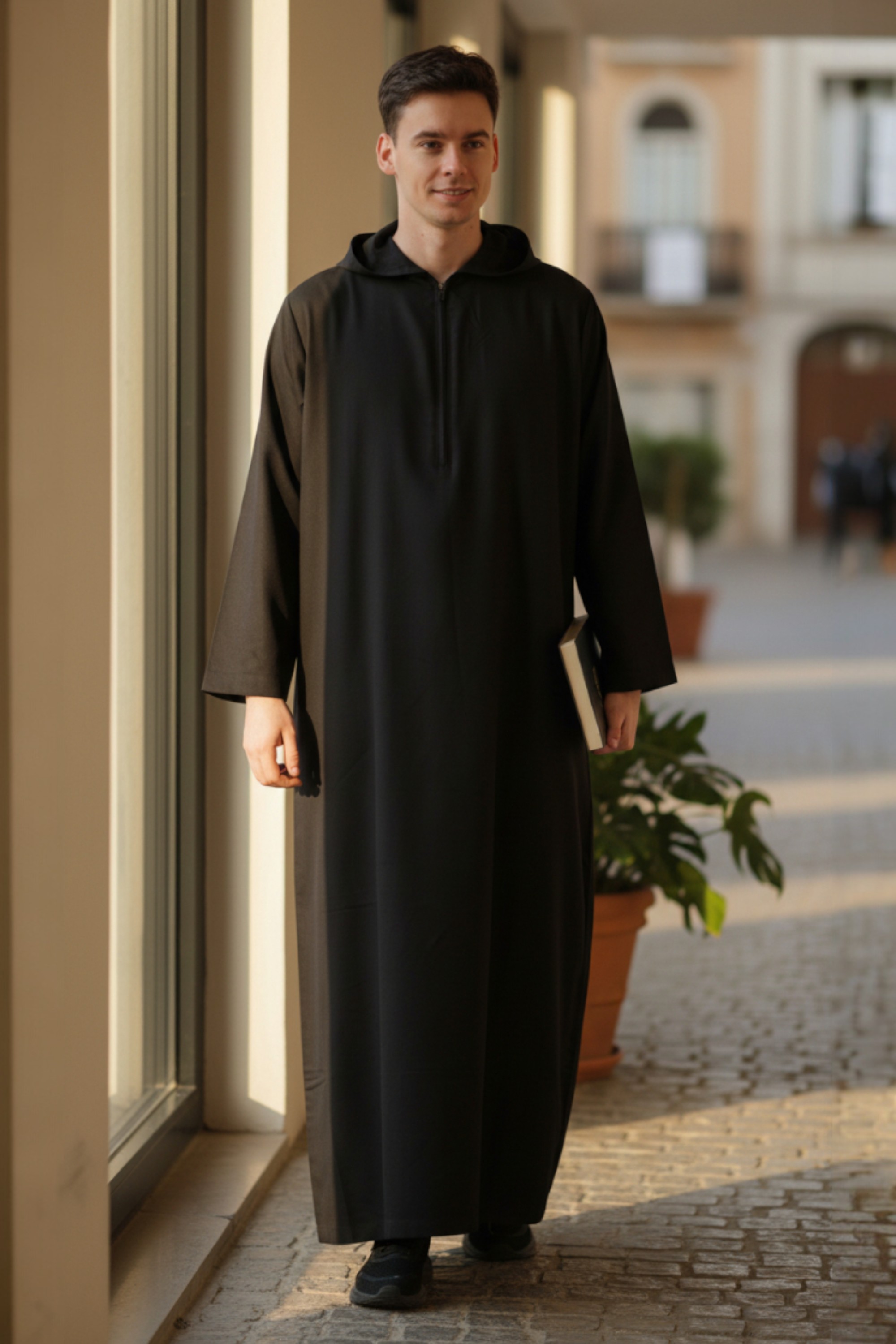 Herr svart huva Eid Marockansk Jubba Robe Ramadan Eid Thobe LFS HM12