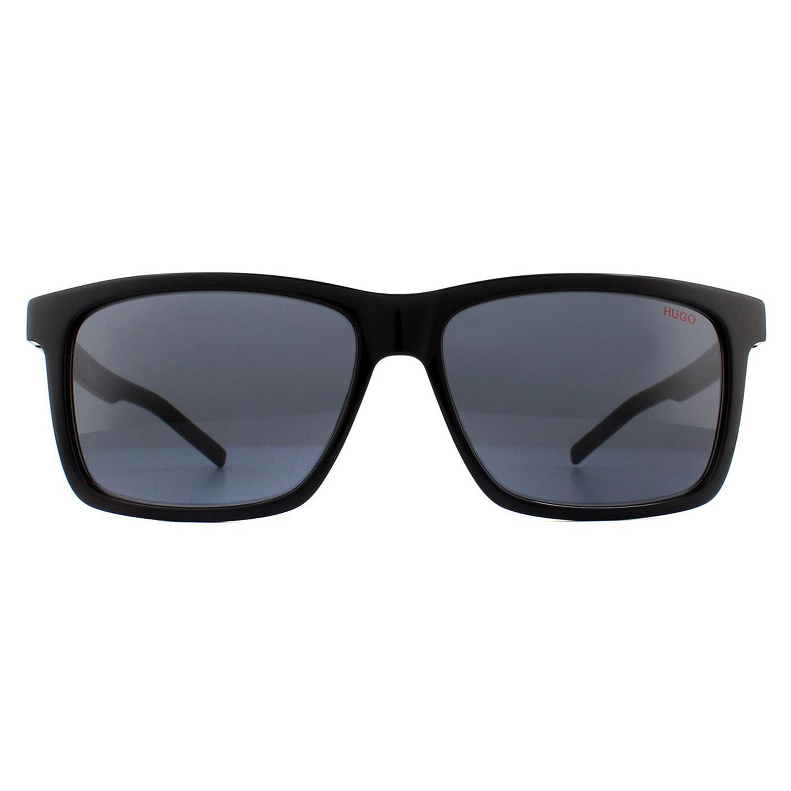 Thumbnail - Hugo by Hugo Boss Rectangle Mens Schwarz Grau Sonnenbrille