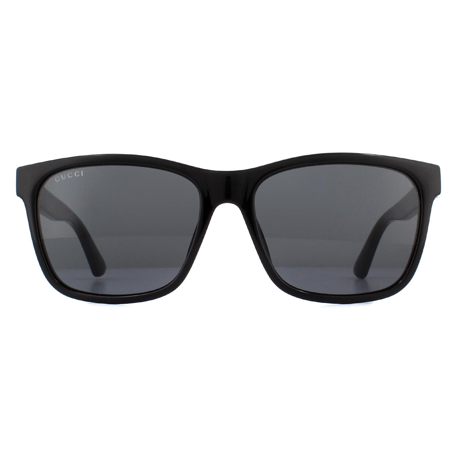 Thumbnail - Gucci Rectangle Mens Black Grey Sonnenbrille