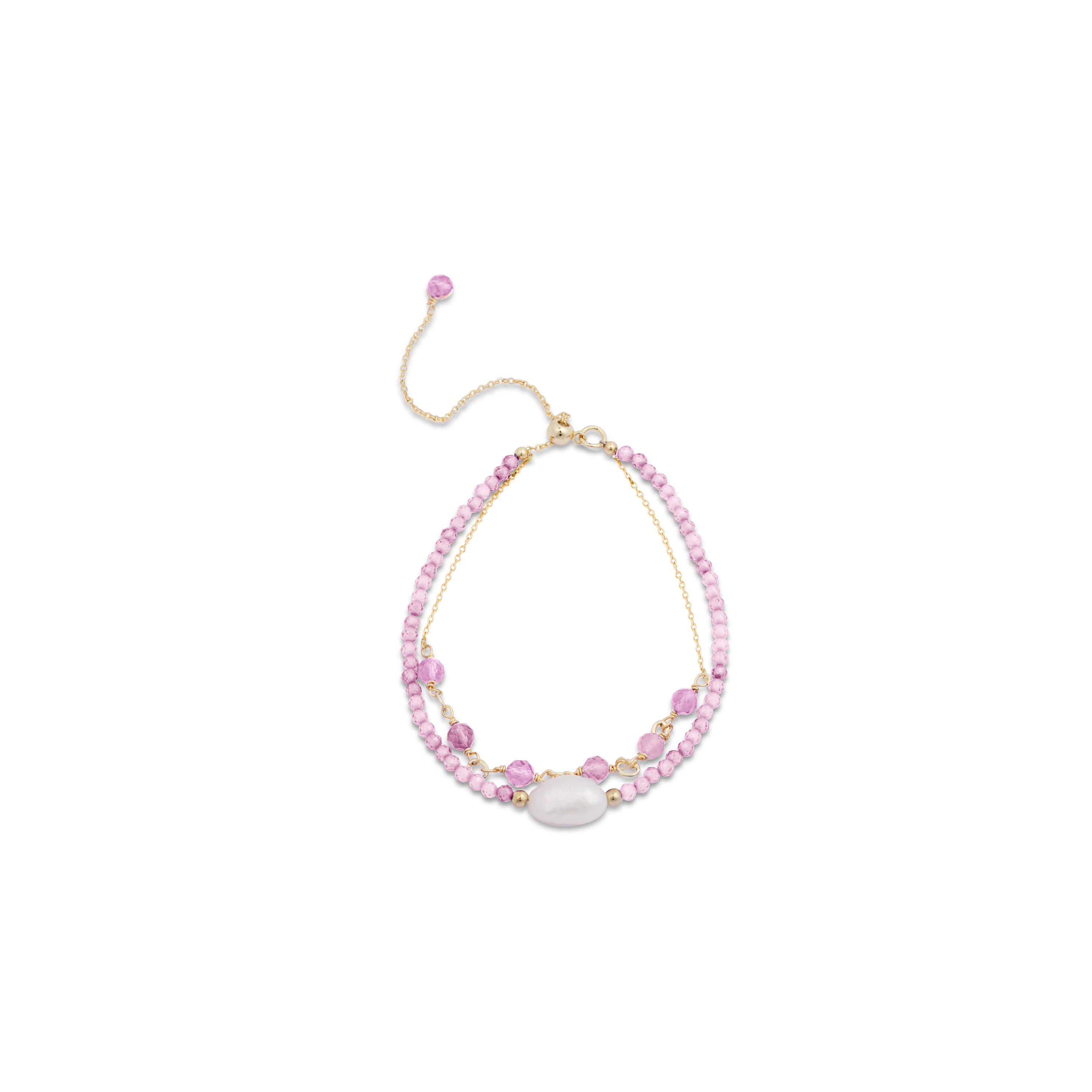 ekhao armband i metallegering och rosa turmalin 18K guldpläterad finish