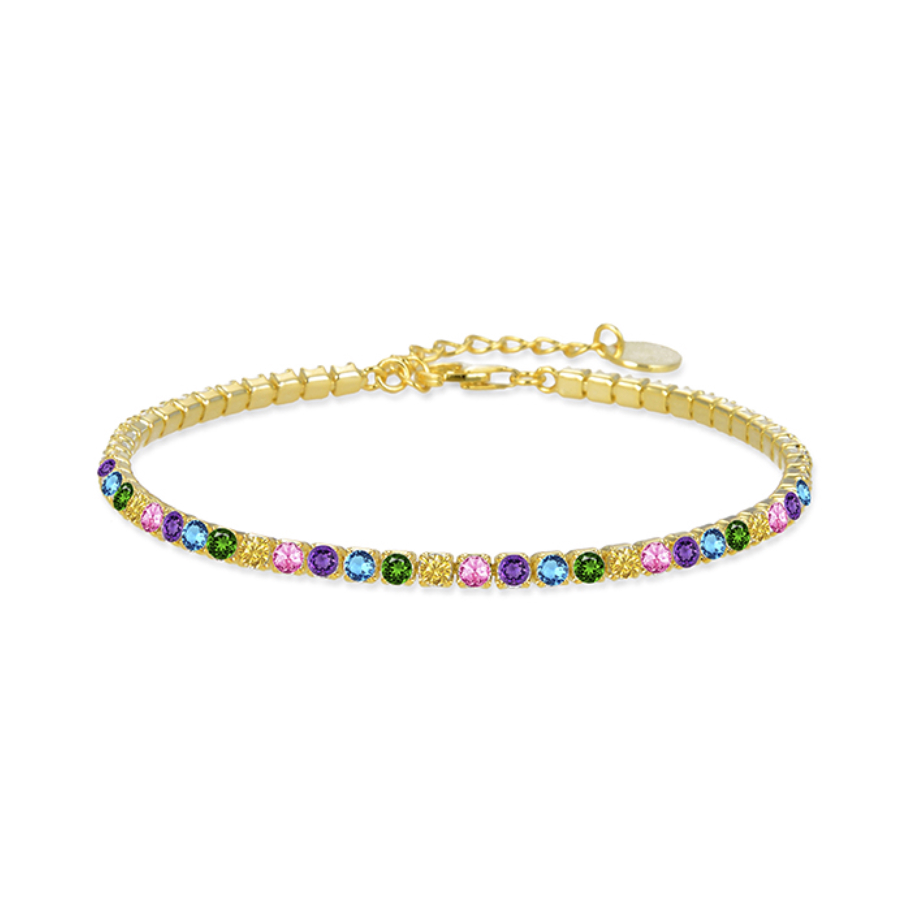 925 sterling silverarmband med flerfärgade zirkoner i 18K gult guld Tahu