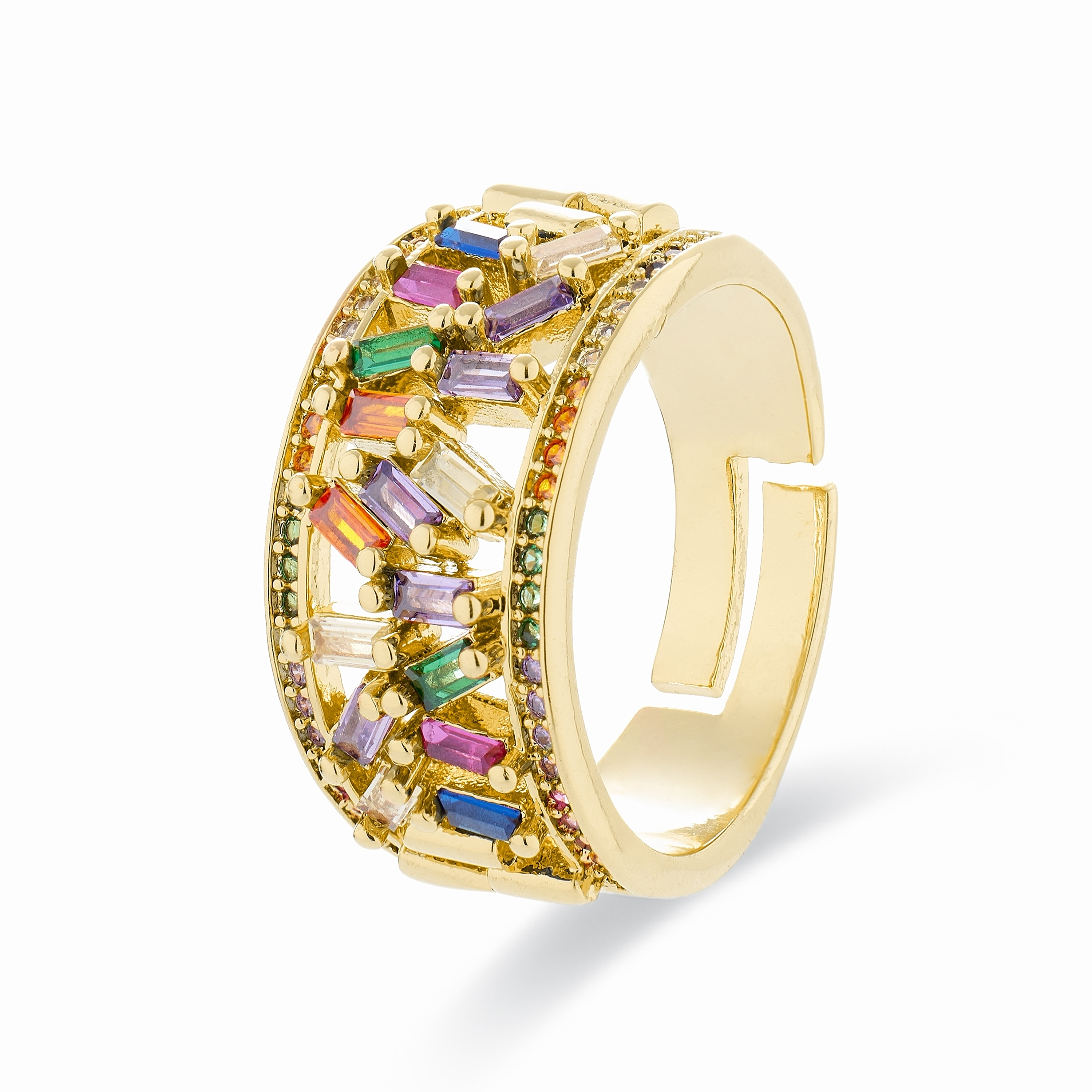 ring med multicolor zirkonia i 18K guld Fabeu