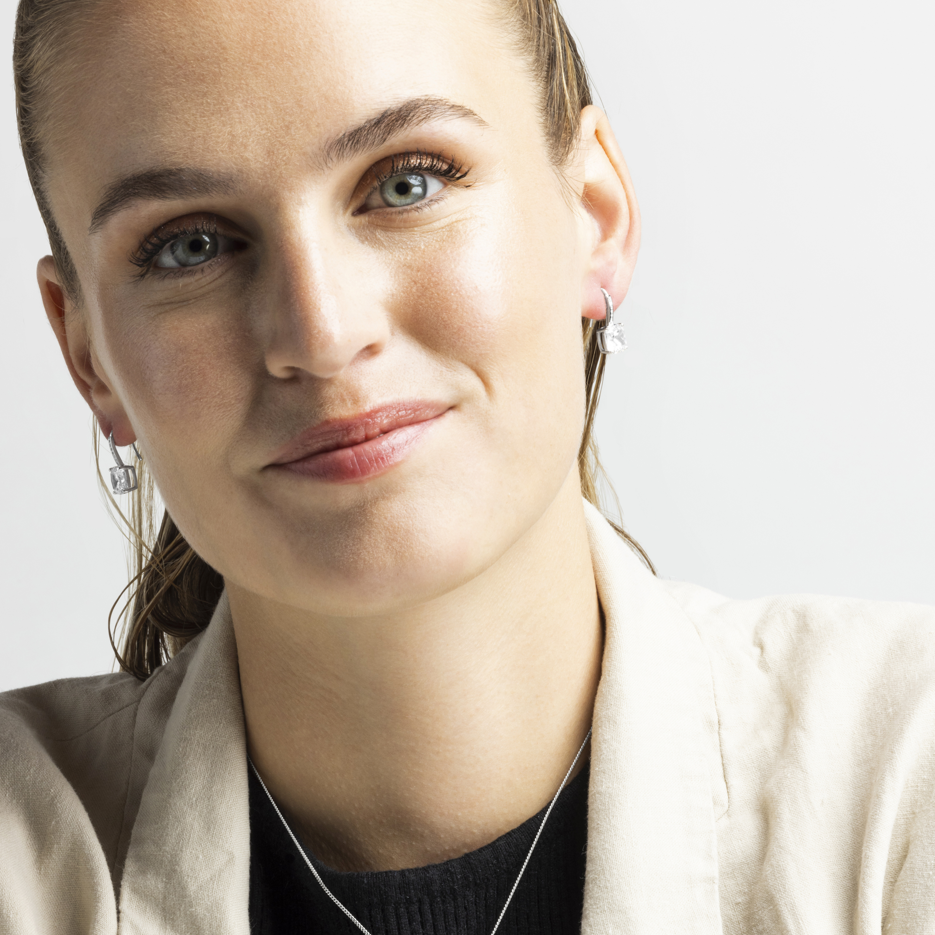 Luxenter mathzi-örhängen i 925 sterling silver och rodiumpläterad blank yta med kubiska zirkoner dam – bild 2