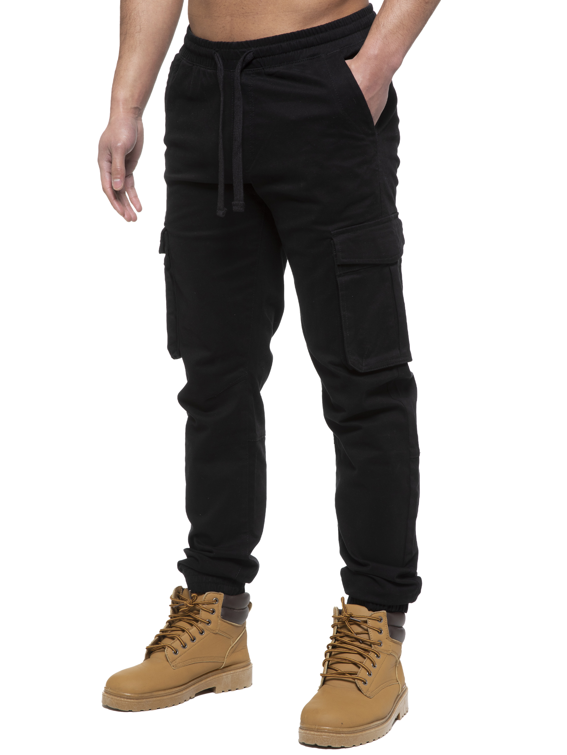 Thumbnail - Enzo | Herren Cargo-Jogger-Jeans - Schwarz